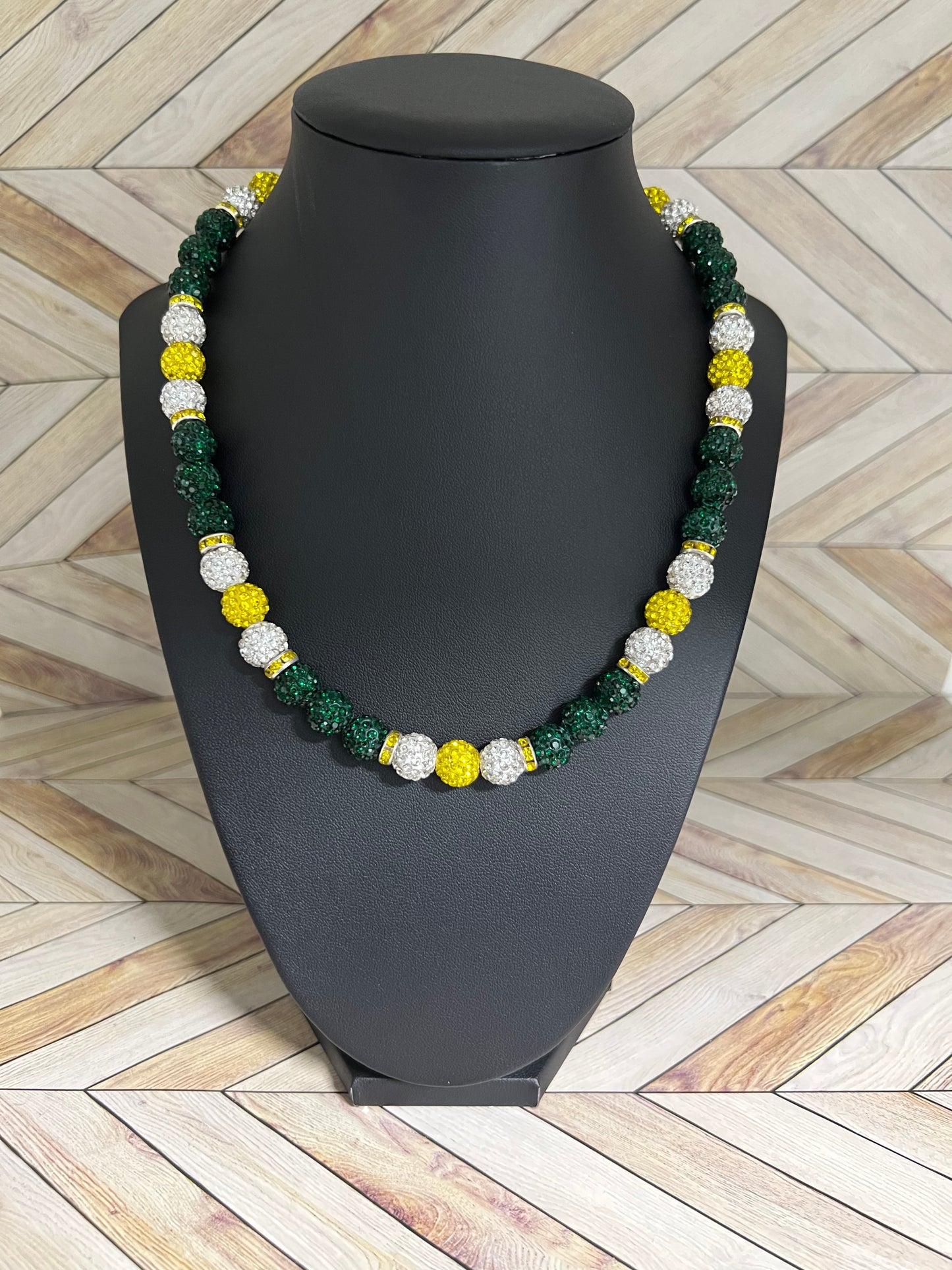 Green, Yellow & White w/ Yellow Spacers Necklace