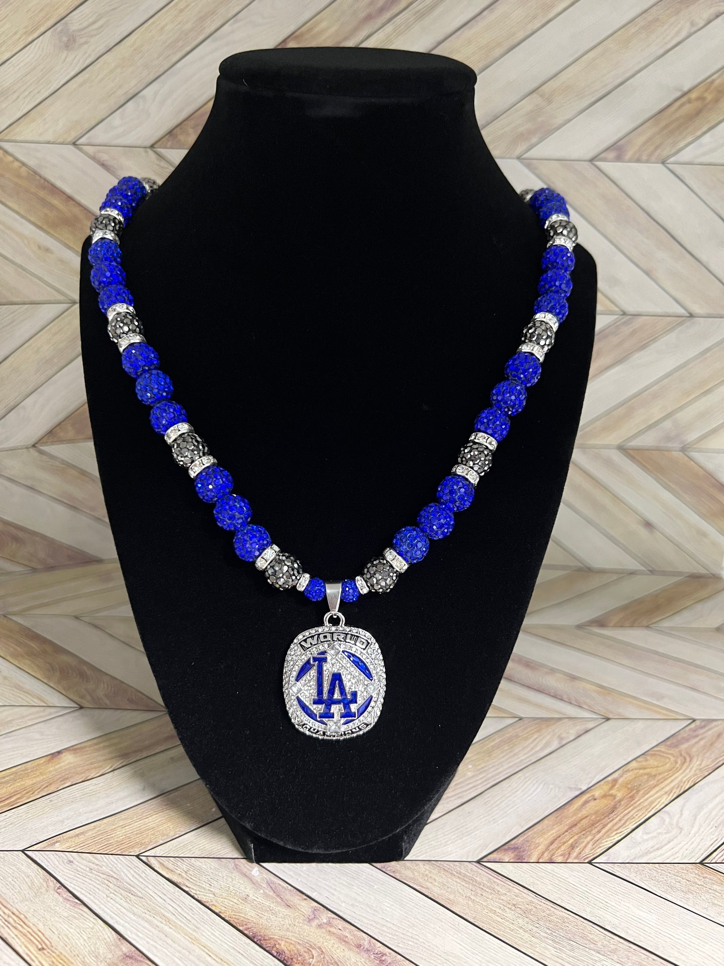 Royal Blue & Grey Championship Pendant Necklace
