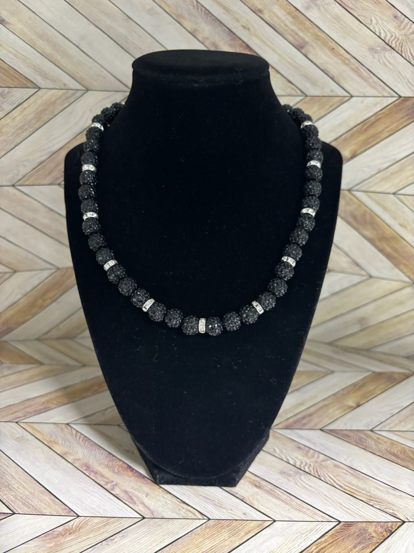 Black w/ White Spacers Necklace