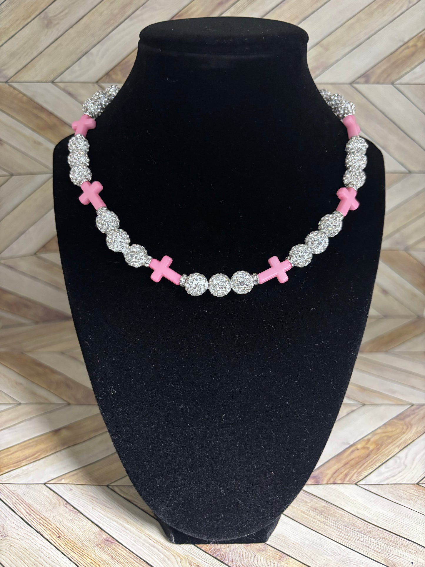 White & Pink Mini Cross Necklace