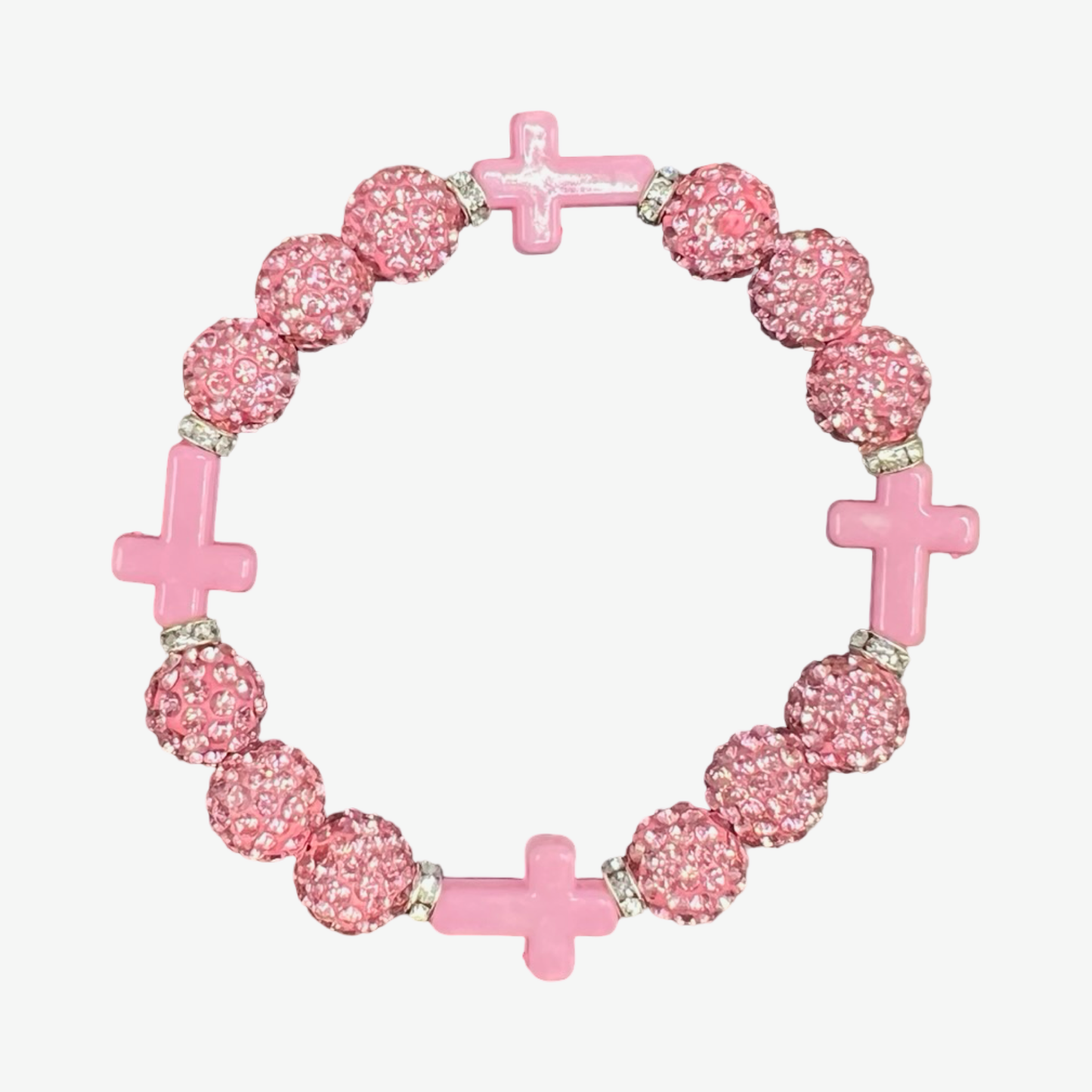 Pink & Pink Mini Cross Bracelet