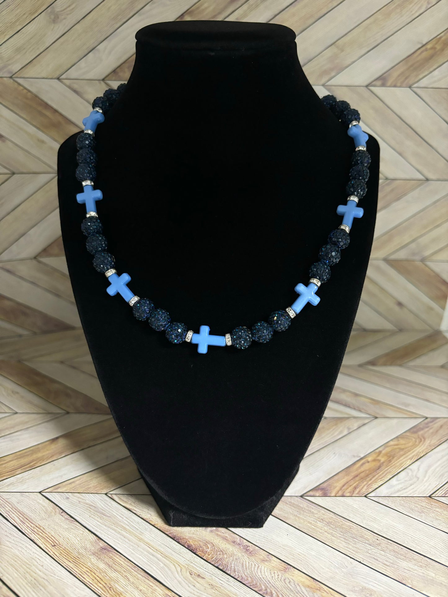 Navy & Baby Blue Mini Cross Necklace