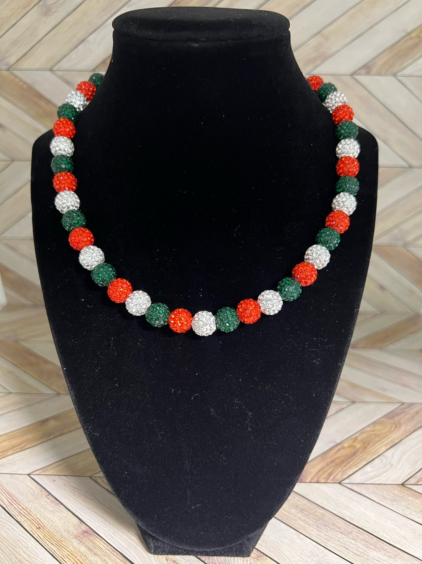 Green, Orange & White Necklace