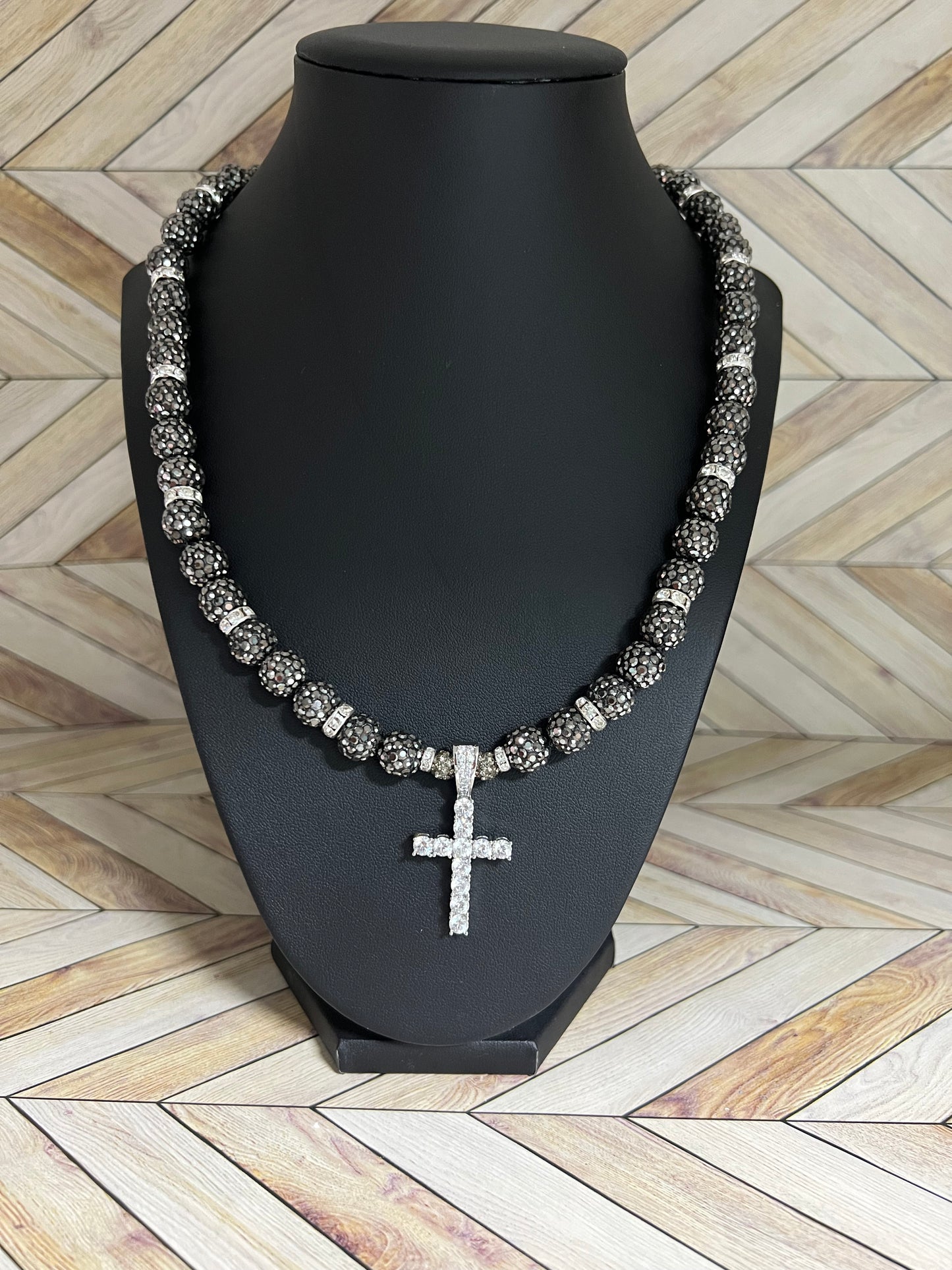 Grey Cross Pendant Necklace