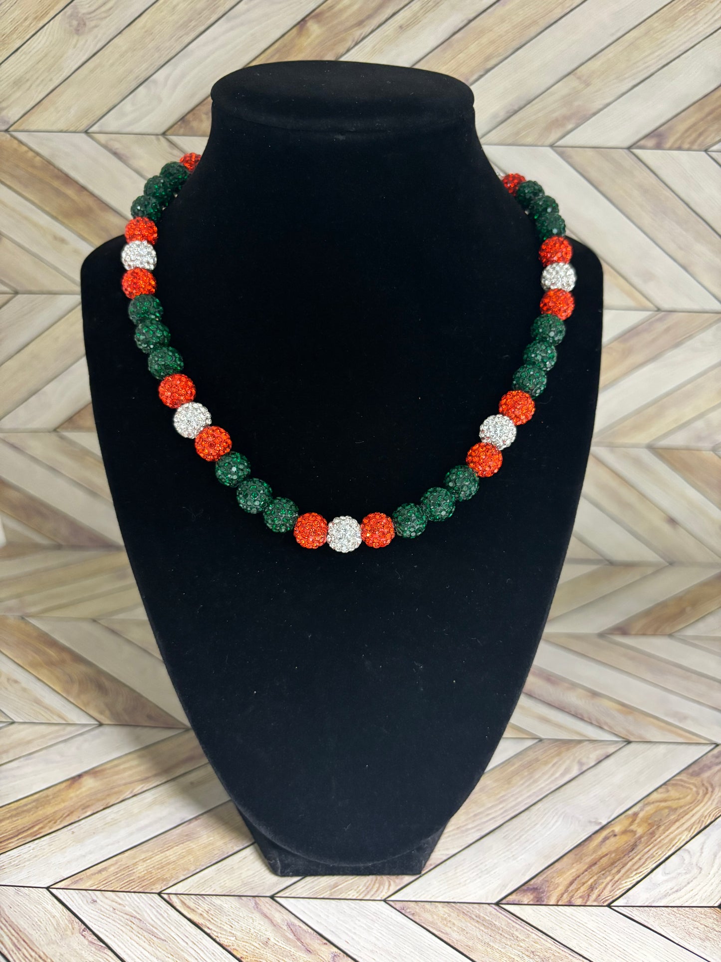 Green, Orange & White Necklace