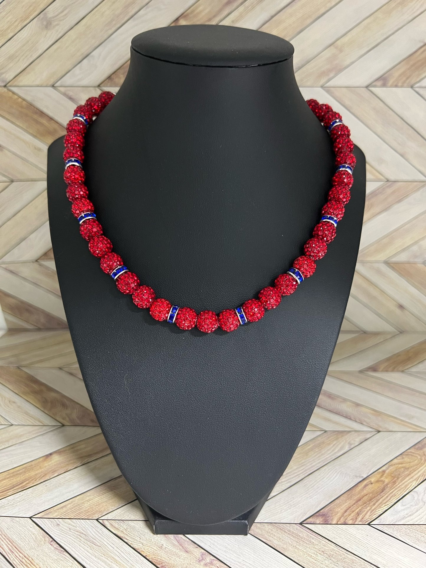 Red w/ Royal Blue Spacers Necklace