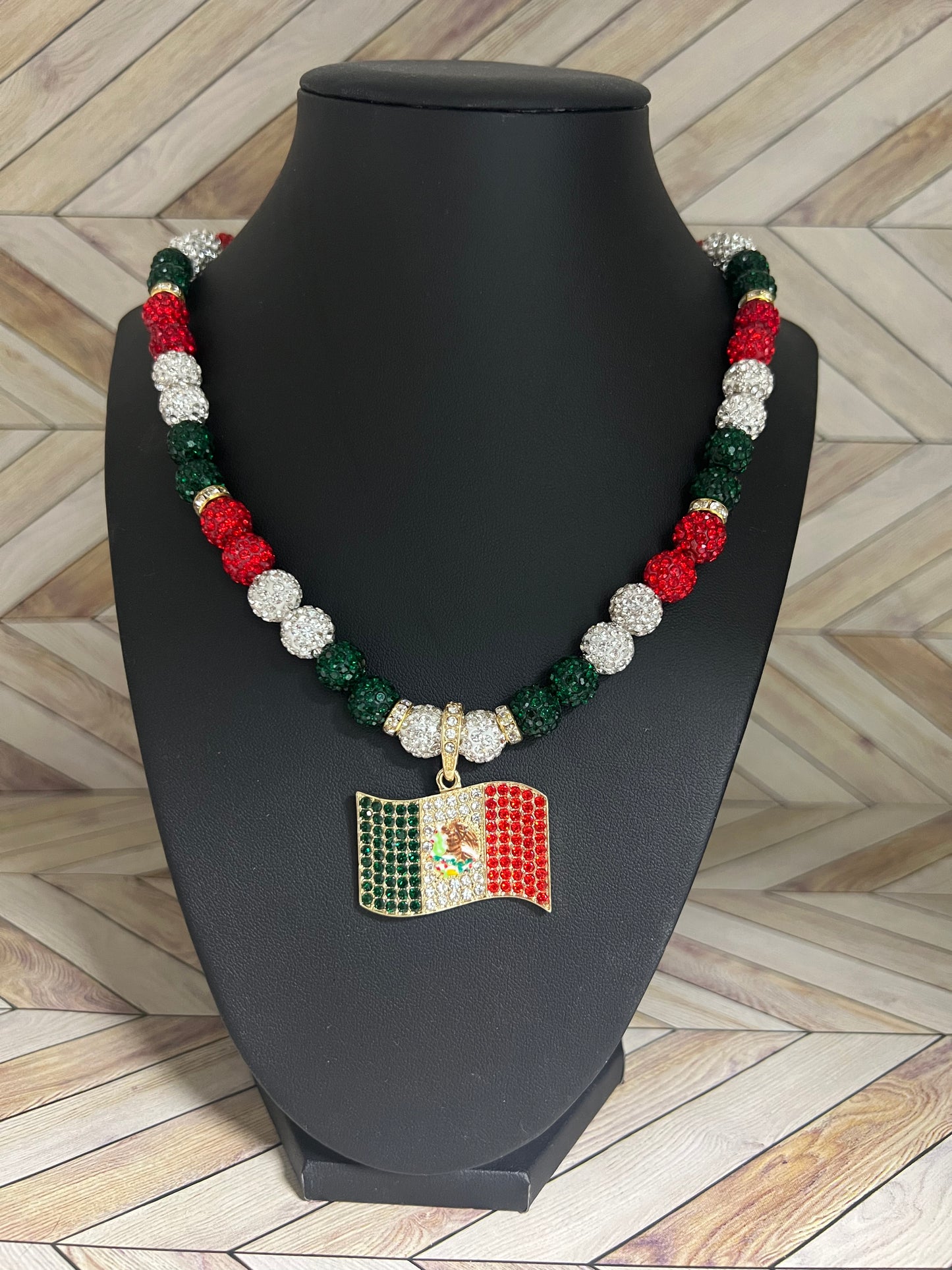 Mexico Flag Pendant Necklace