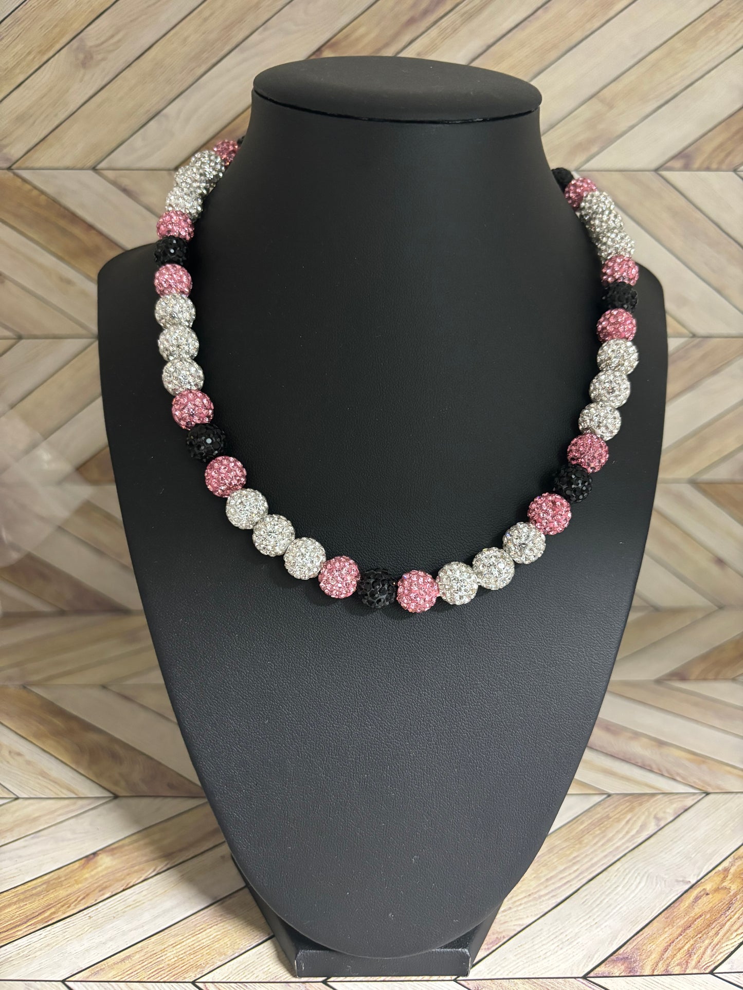 White, Pink & Black Necklace