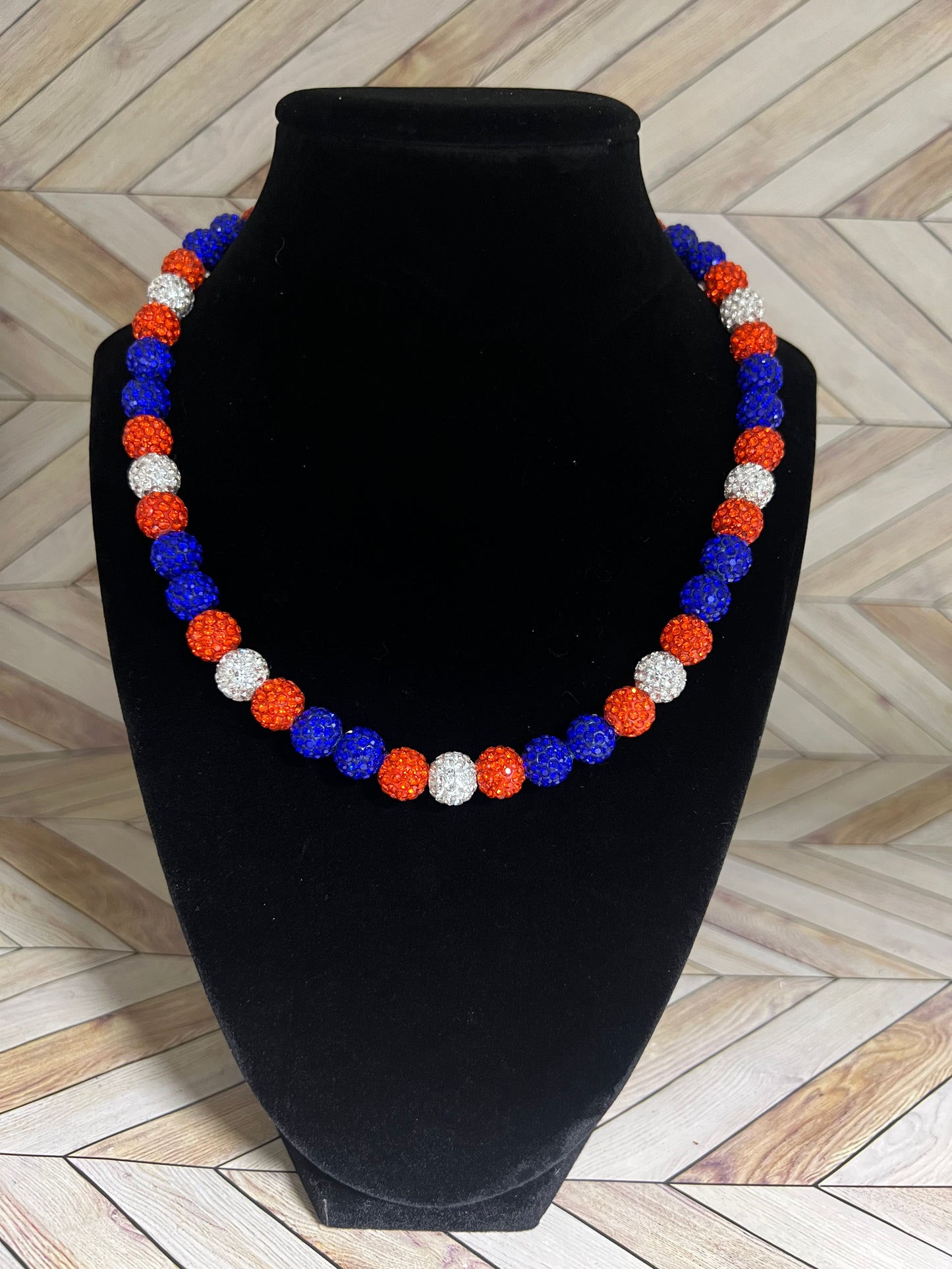 Royal Blue, Orange & White Necklace