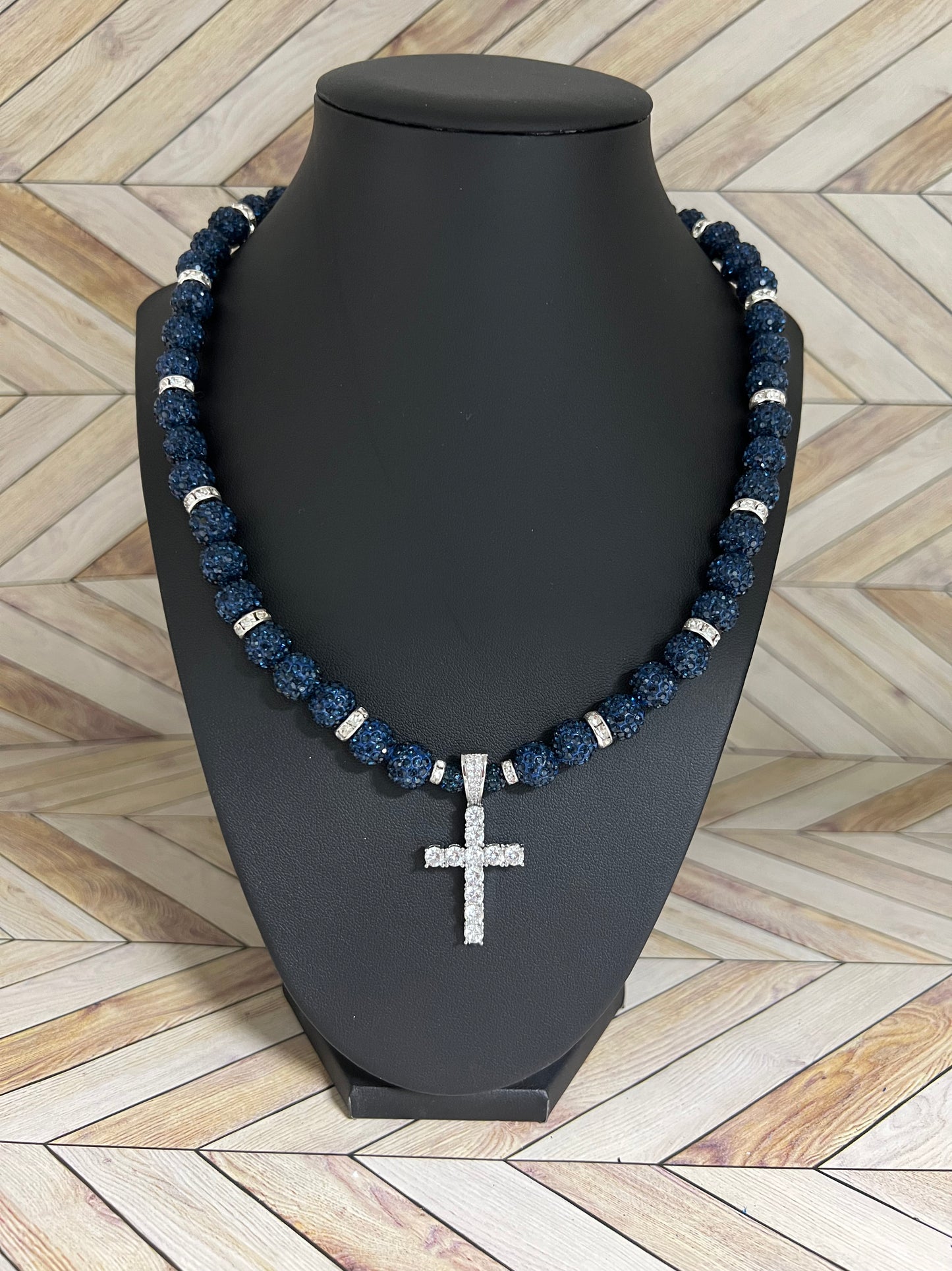 Navy Cross Pendant Necklace