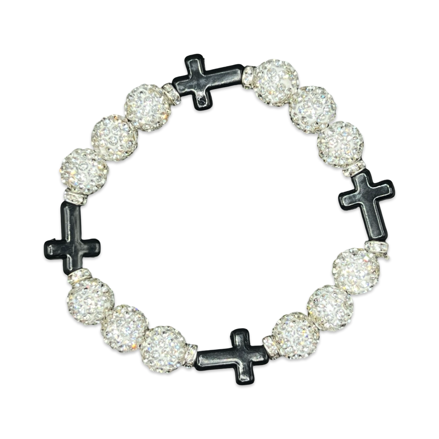 White & Black Mini Cross Bracelet