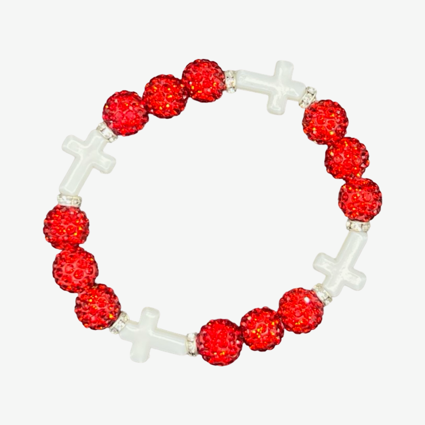 Red & White Mini Cross Bracelet