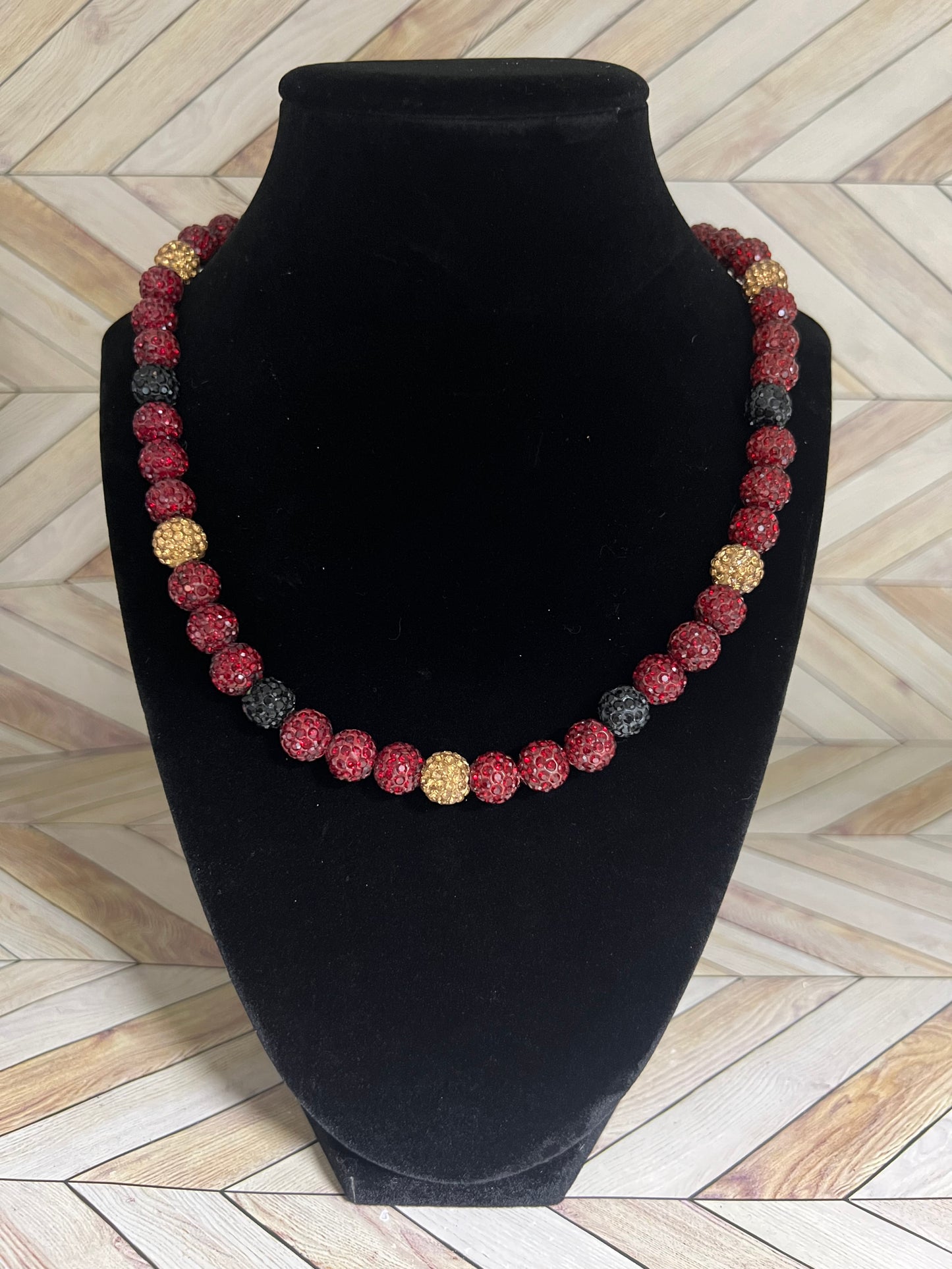 Maroon, Black & Gold Necklace