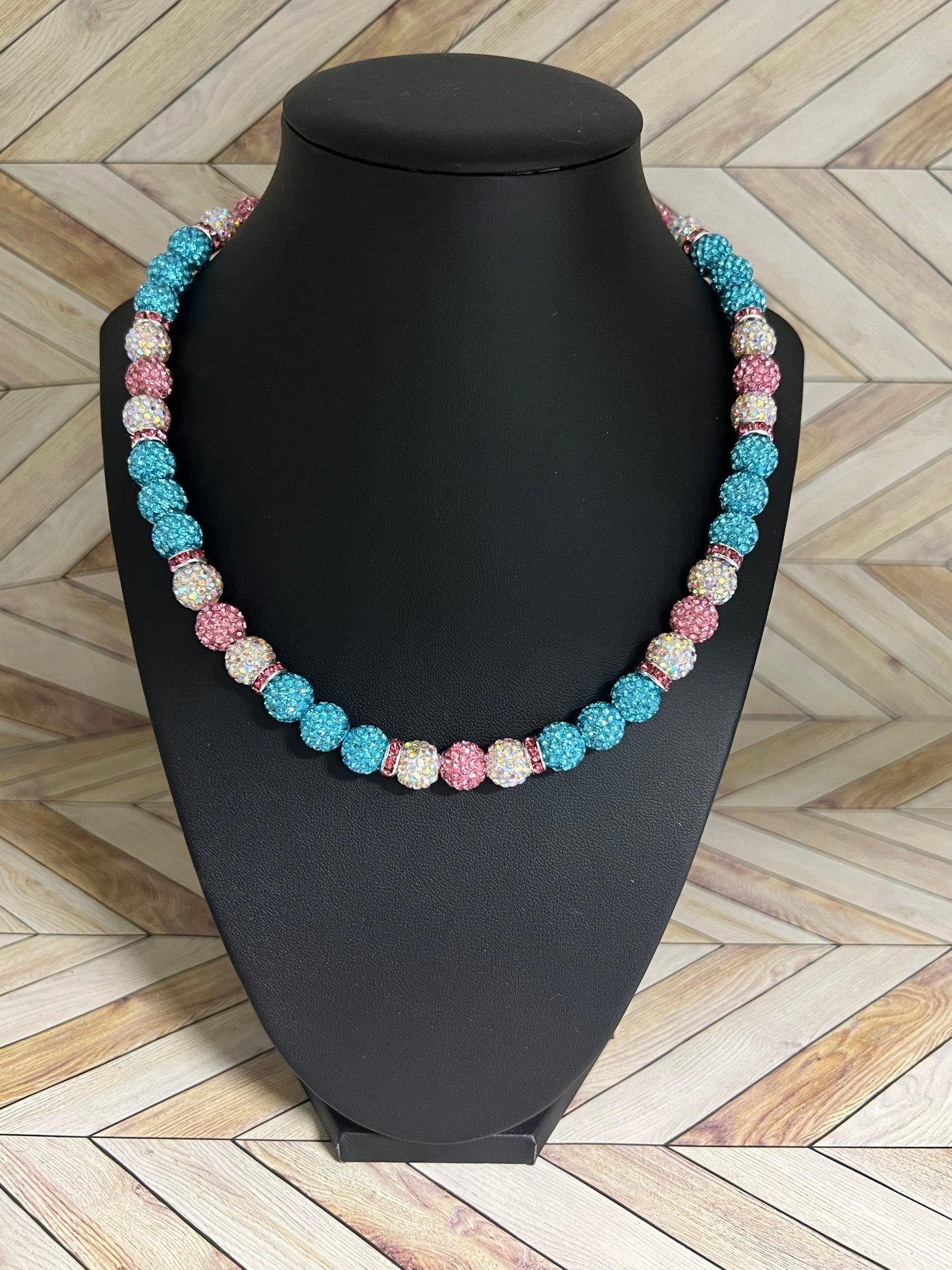 Aqua Cotton Candy w/ Spacers Necklace