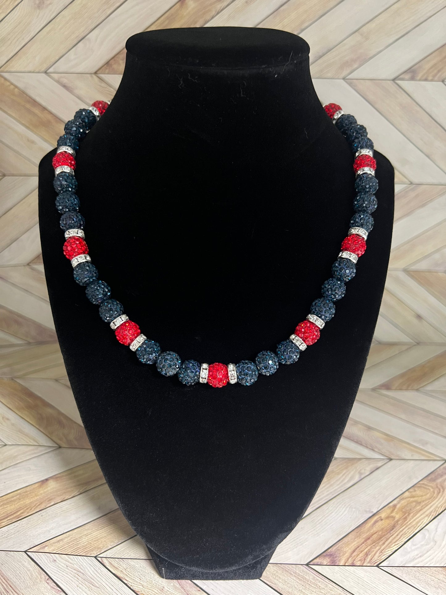 Navy & Red w/ White Spacers Necklace