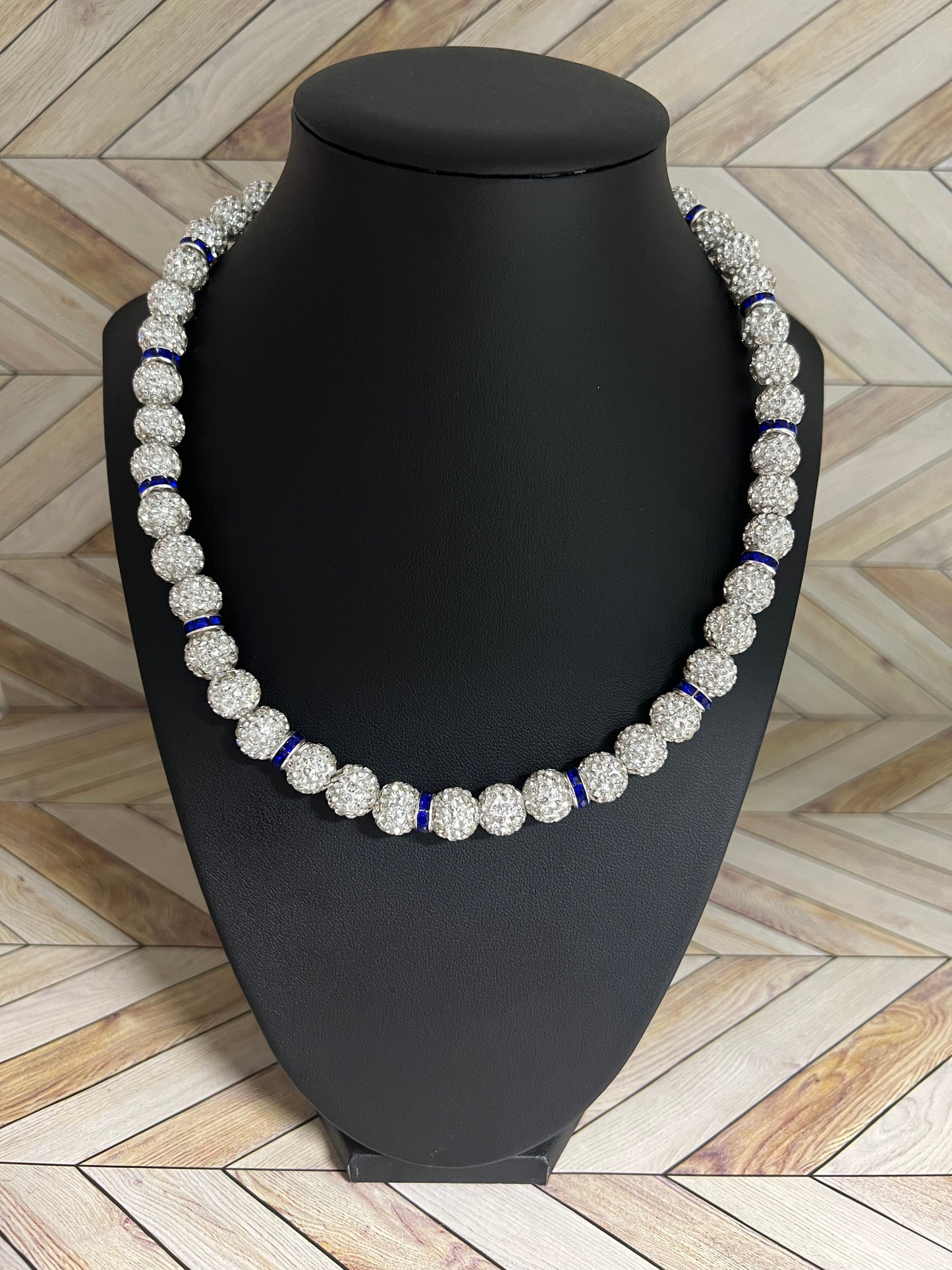 White w/ Blue Spacers Necklace