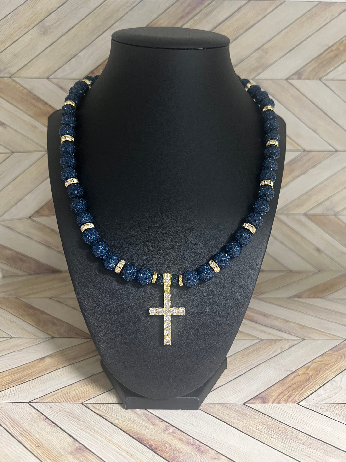 Navy Cross Pendant Necklace