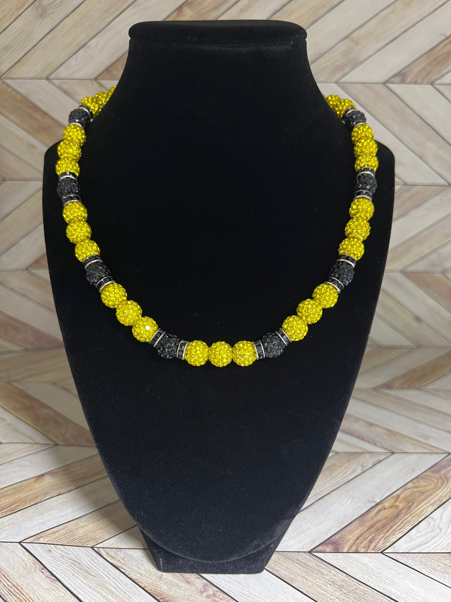 Yellow & Black w/ Black Spacers Necklace