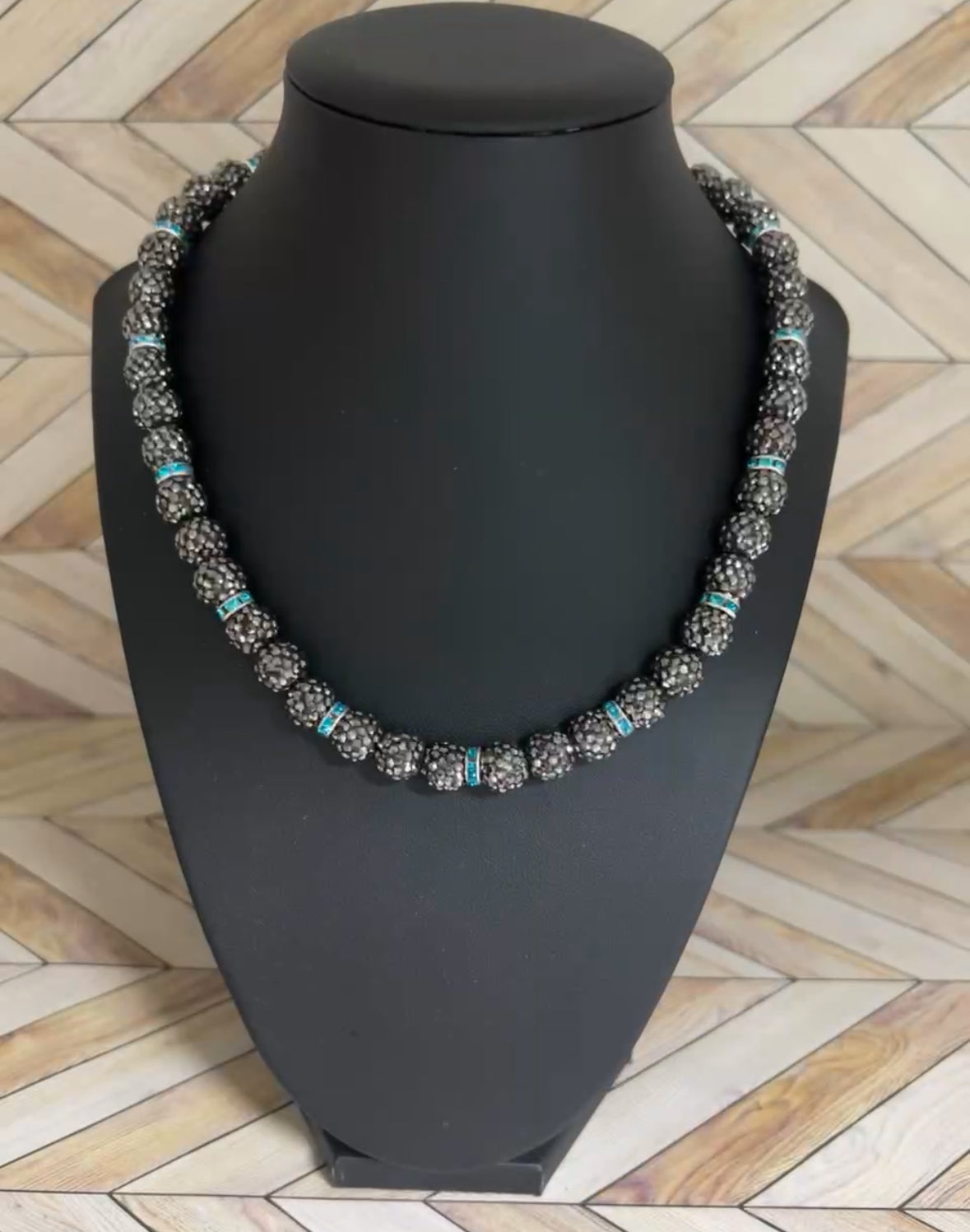 Grey w/ Teal Spacers Necklace