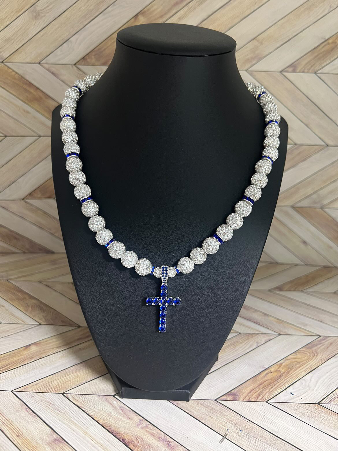 Blue Cross Pendant Necklace