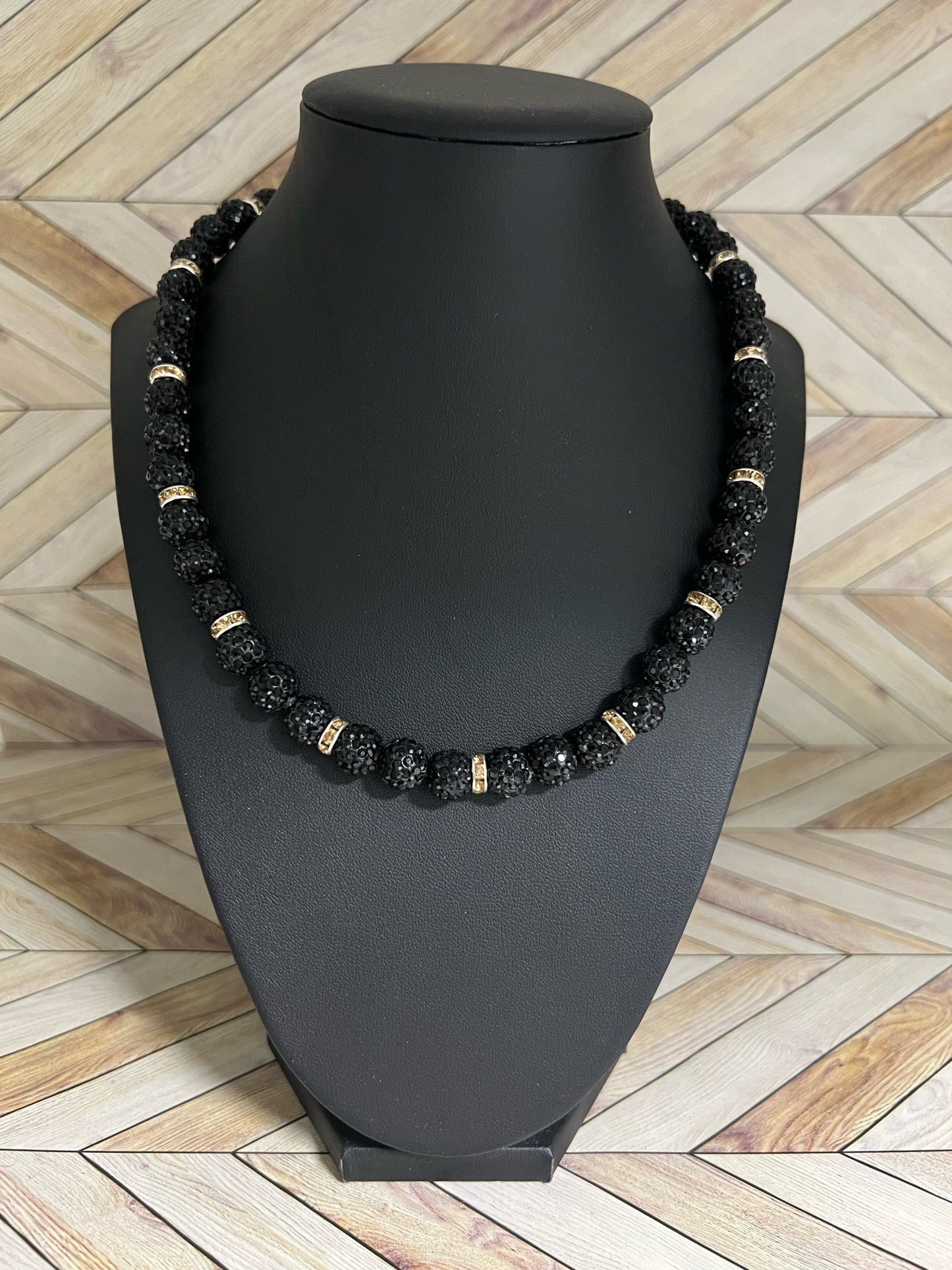 Black w/ Gold Spacers Necklace