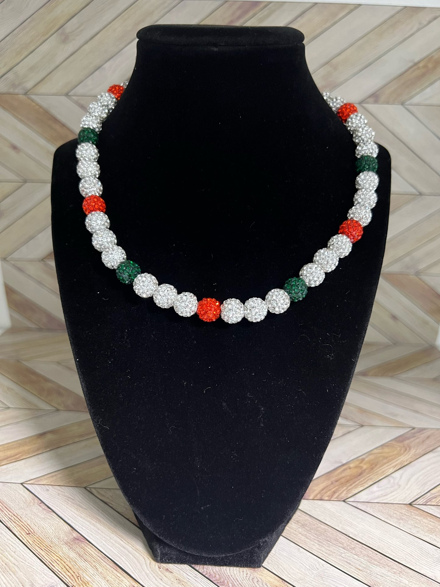 White, Green & Orange Necklace