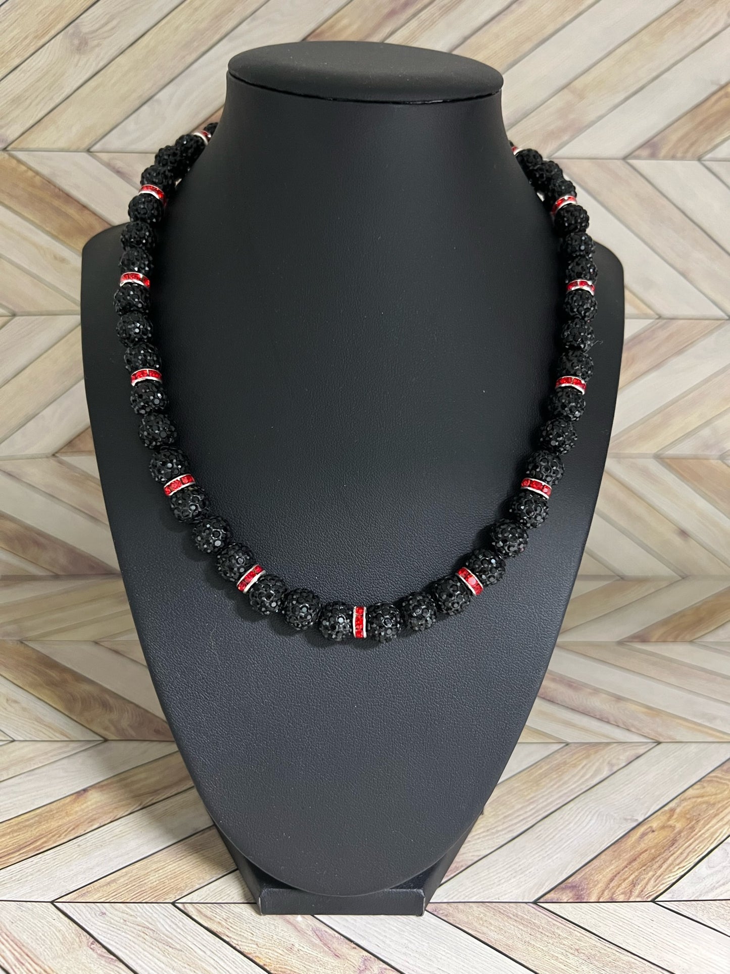 Black w/ Red Spacers Necklace