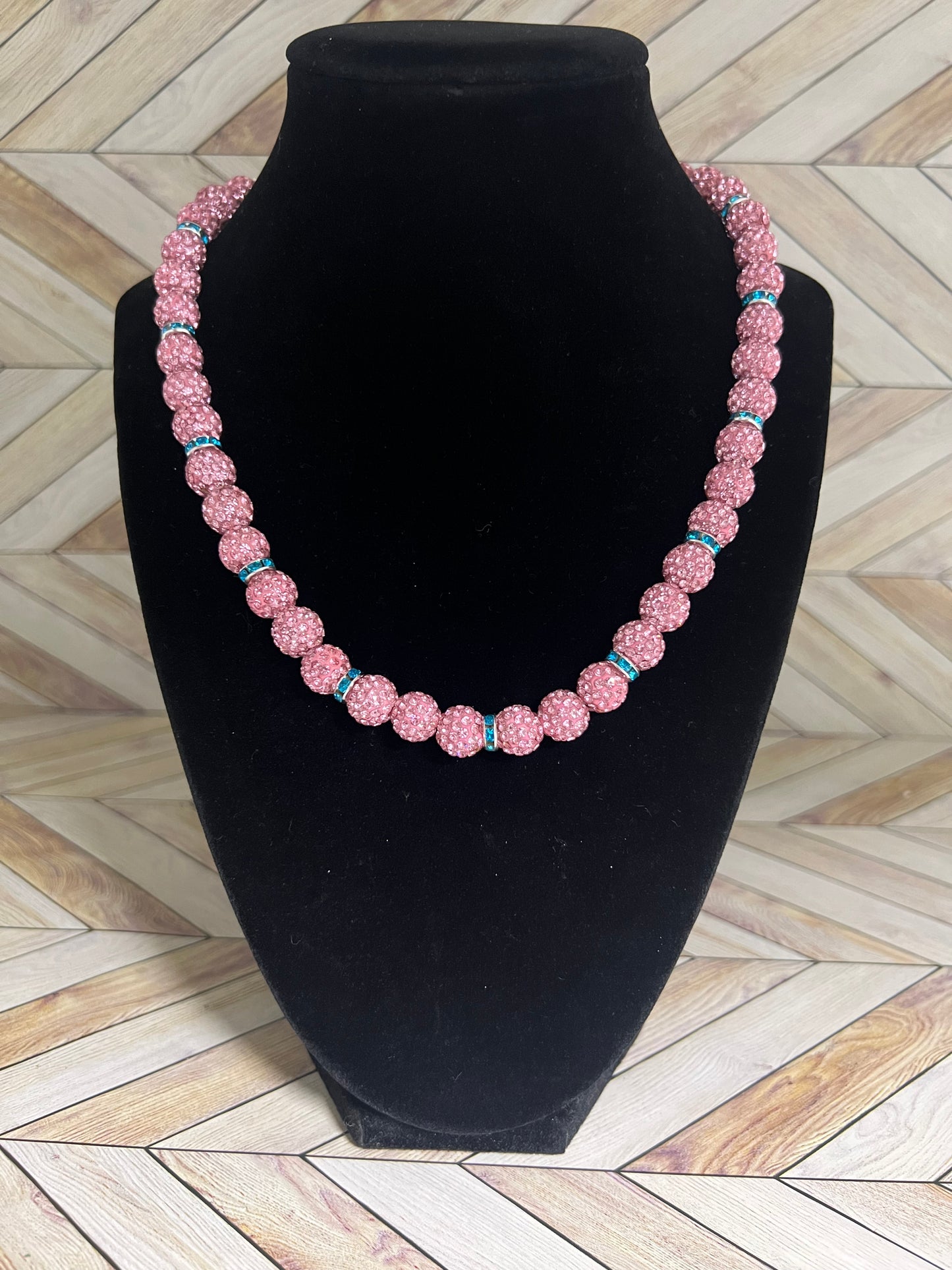 Pink w/ Aqua Spacers Candy Necklace