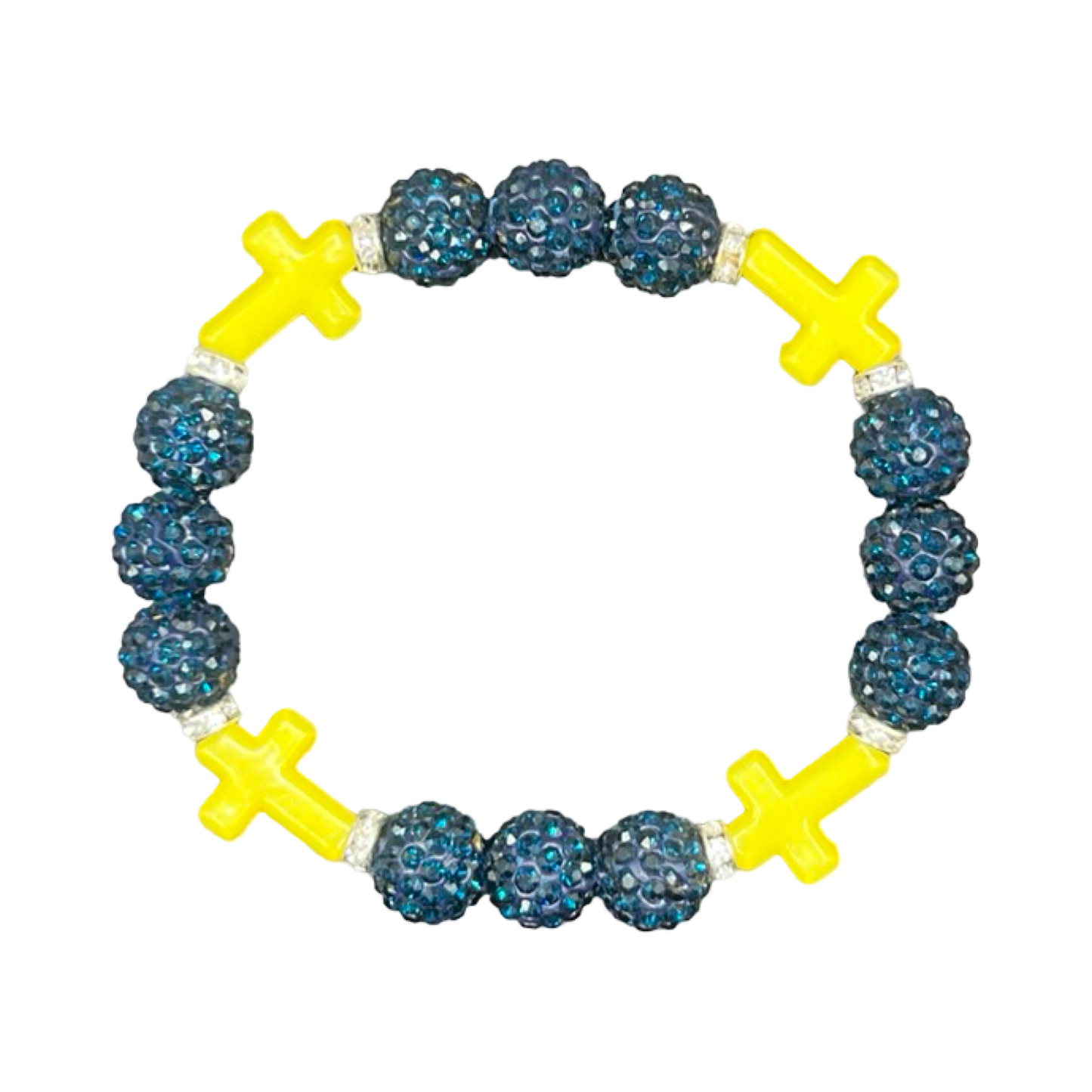 Navy & Yellow Mini Cross Bracelet