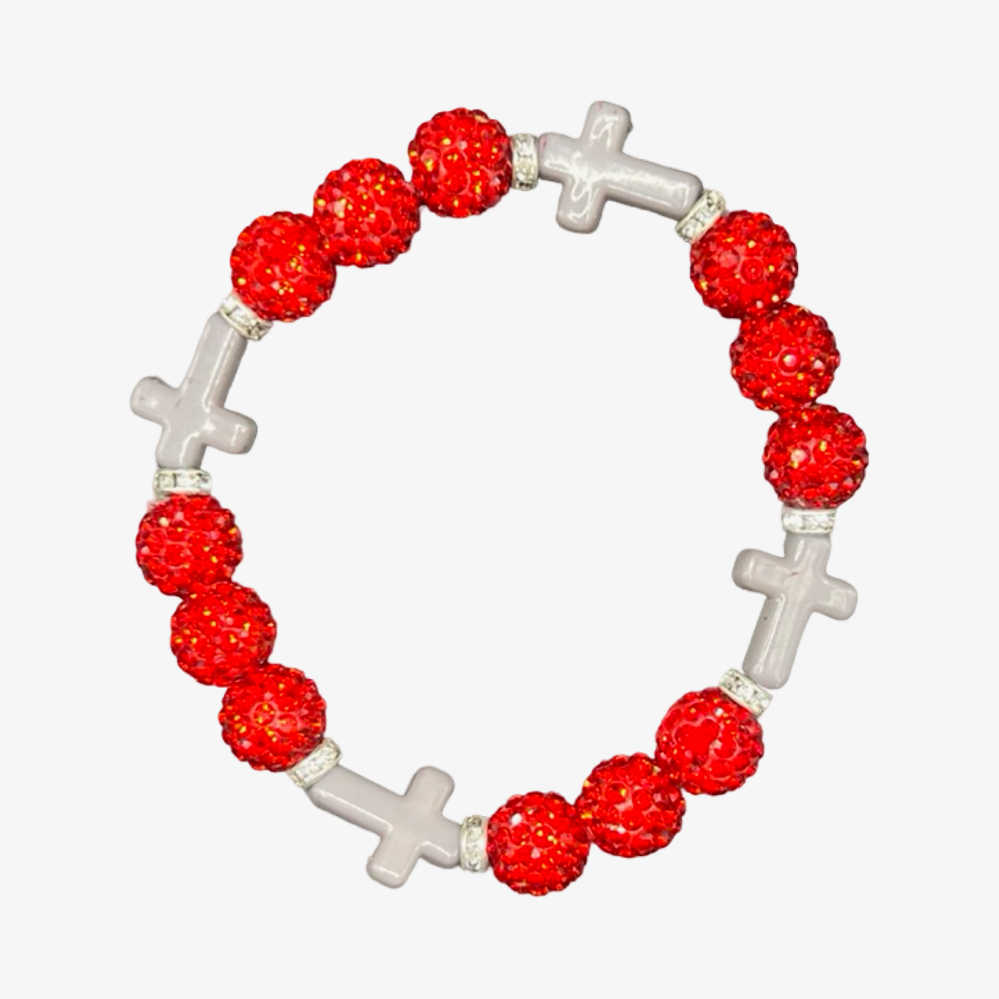 Red & Grey Mini Cross Bracelet