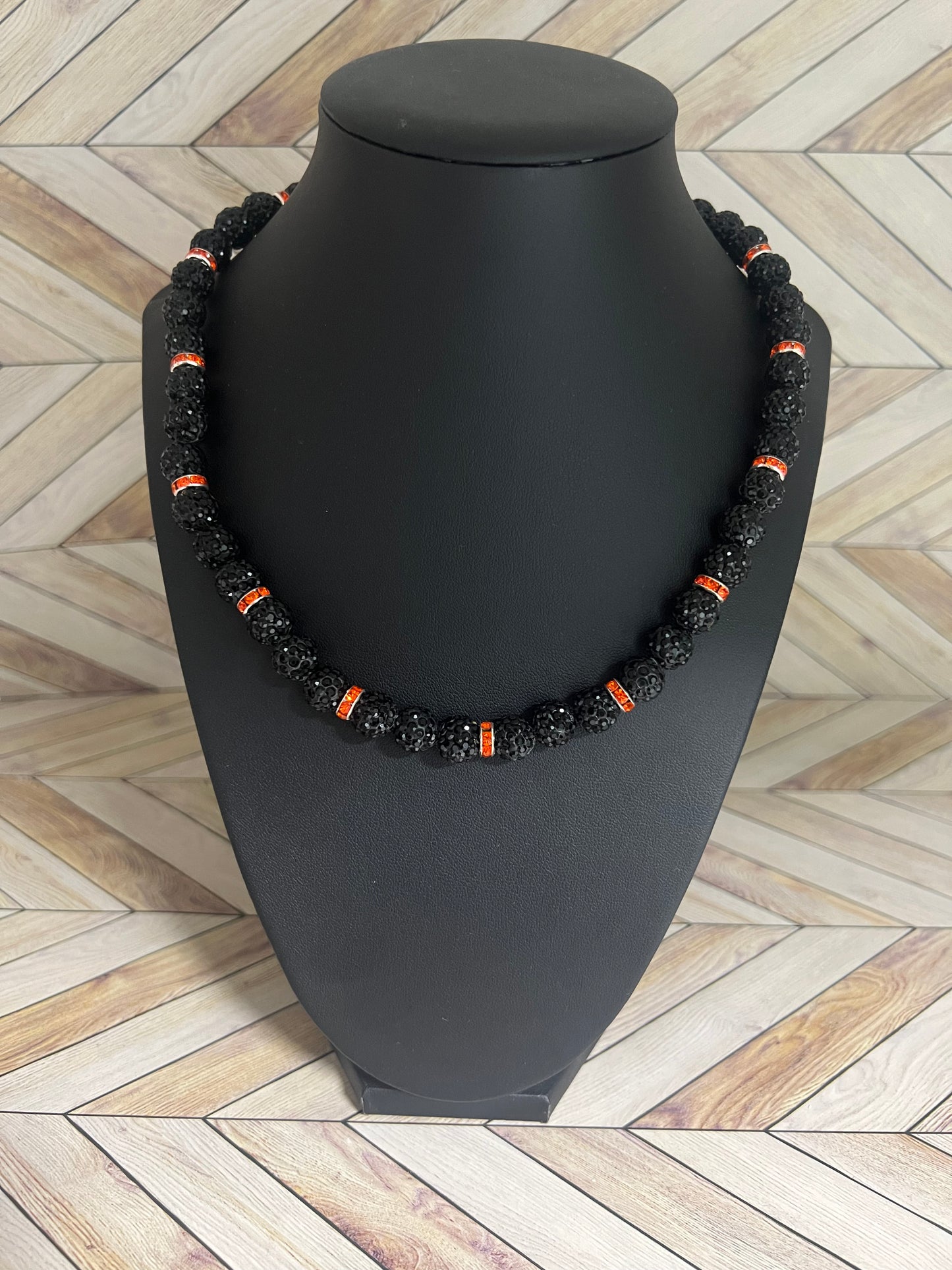 Black w/ Orange Spacers Necklace