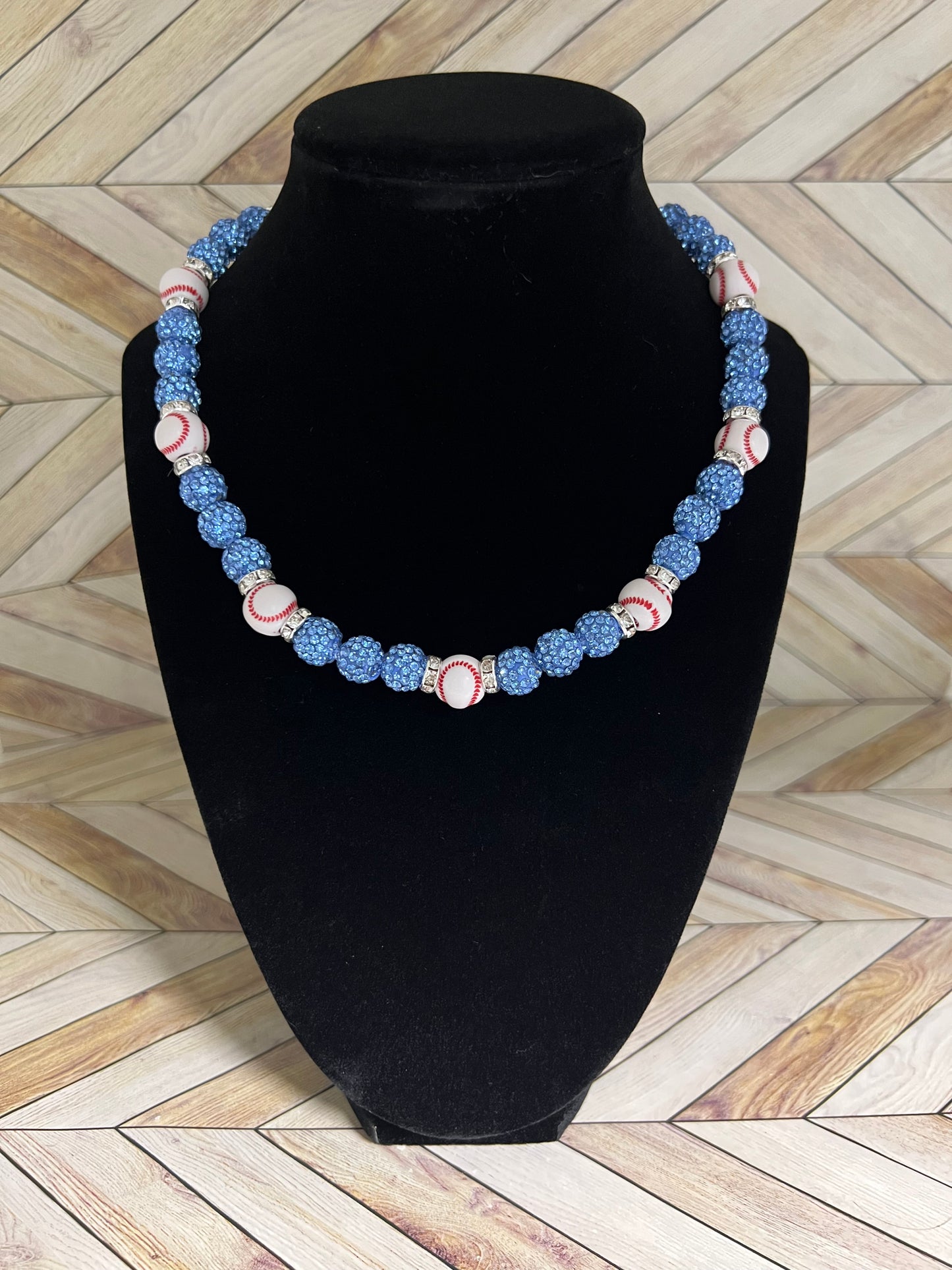 Baby Blue Baseball Bead Necklace