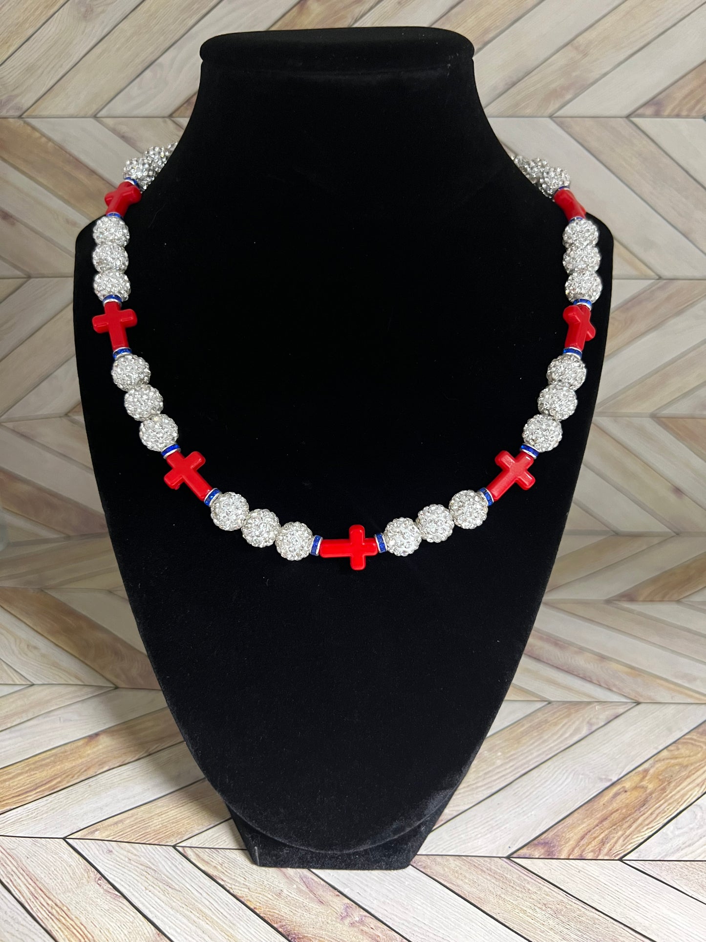 White & Red Mini Cross Necklace
