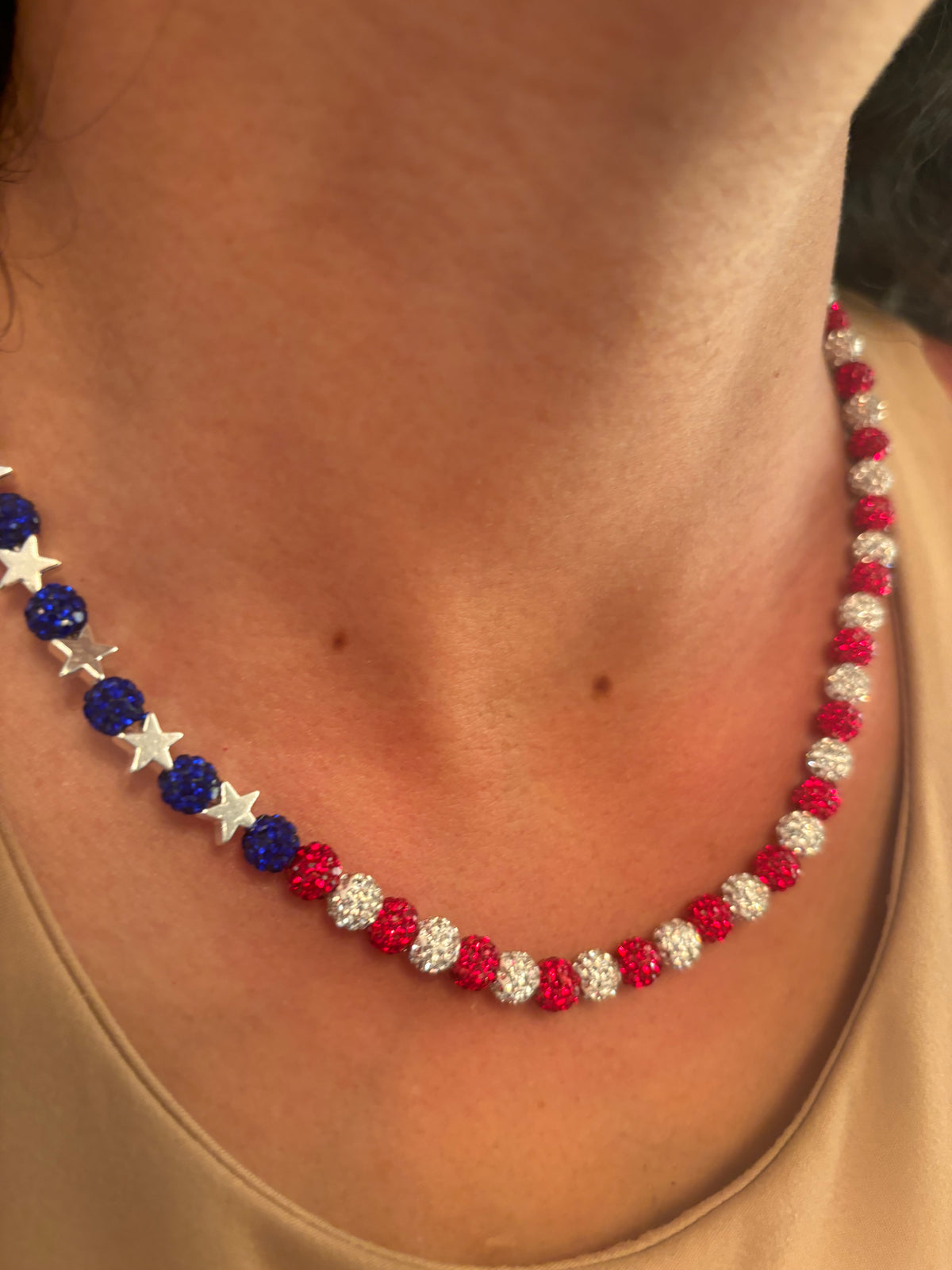 USA Flag Mini Beads Necklace