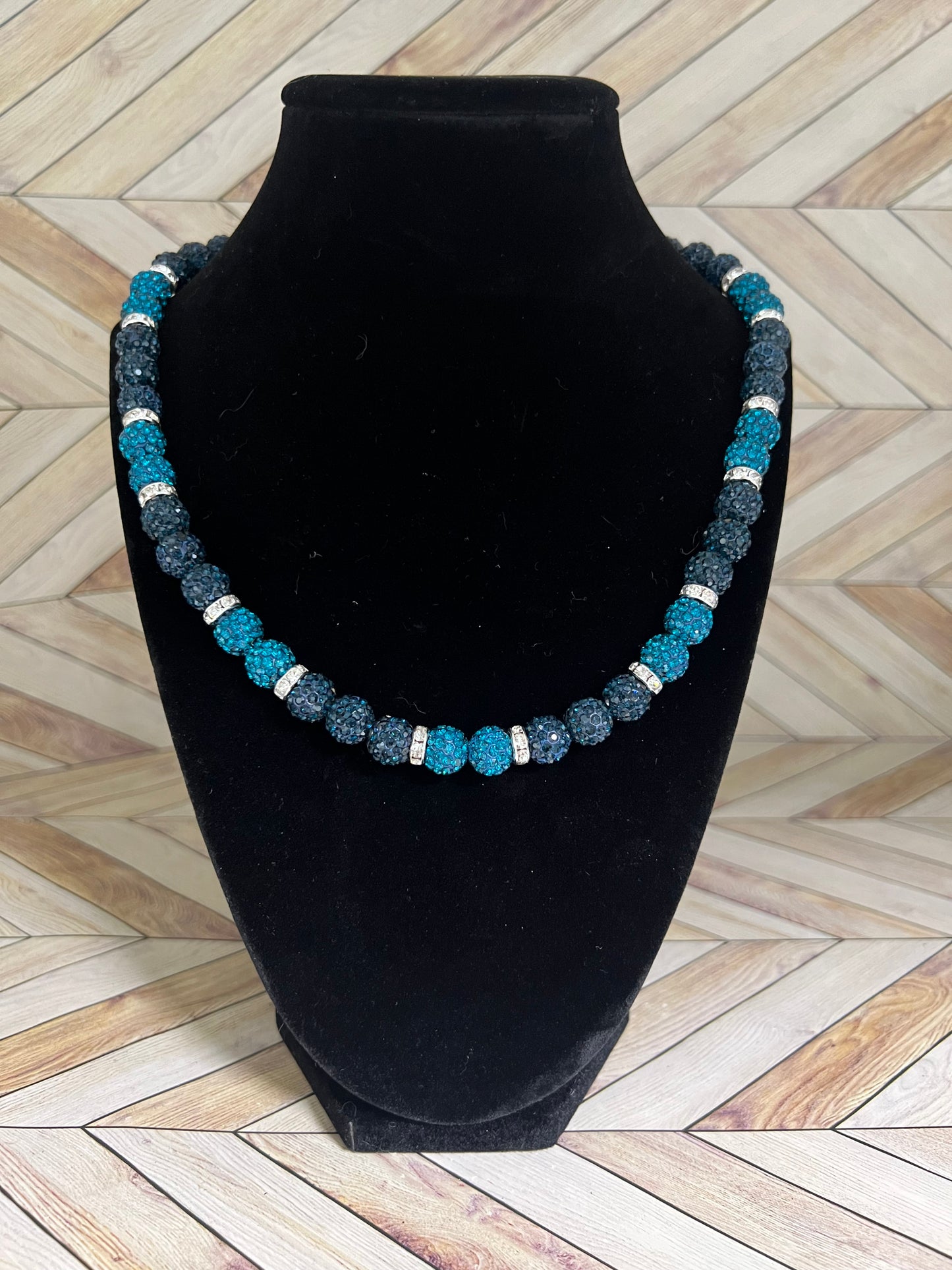 Navy & Teal w/ White Spacers Necklace
