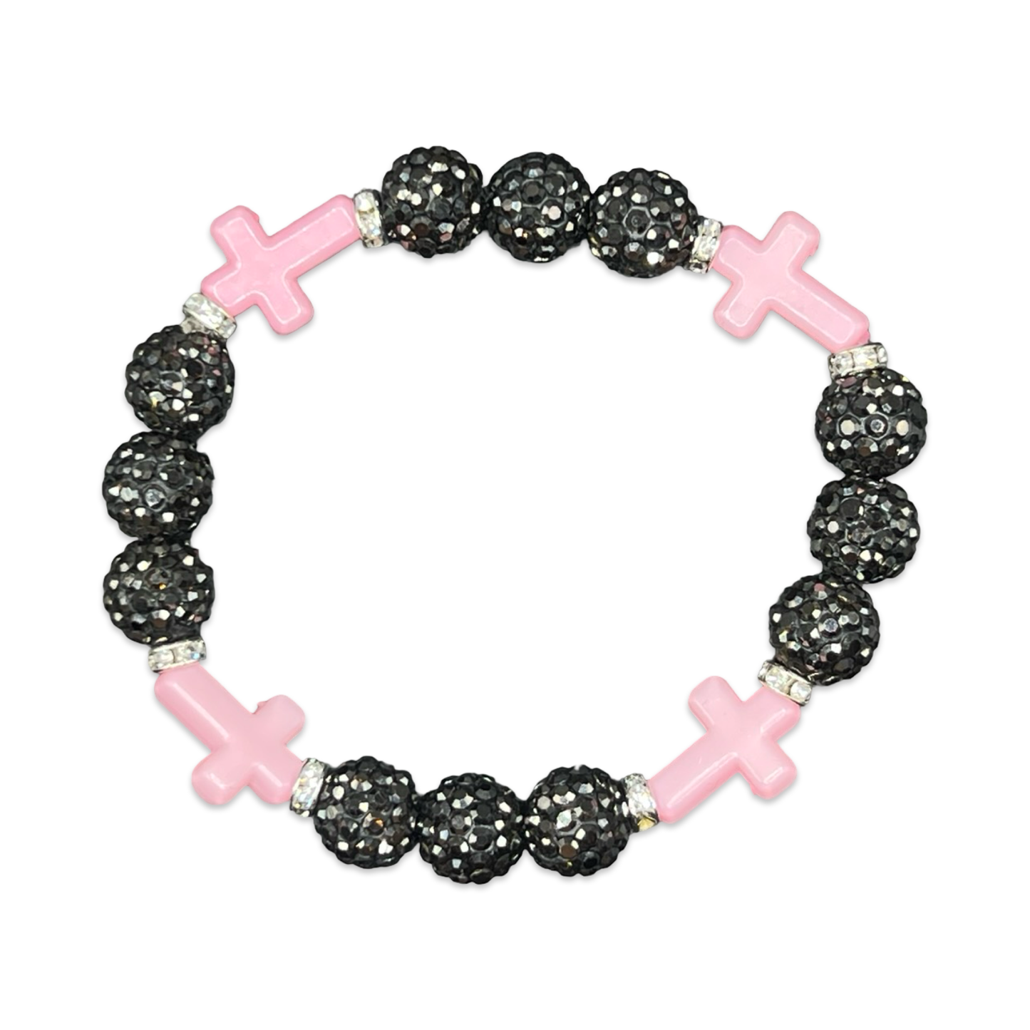 Grey & Pink Mini Cross Bracelet