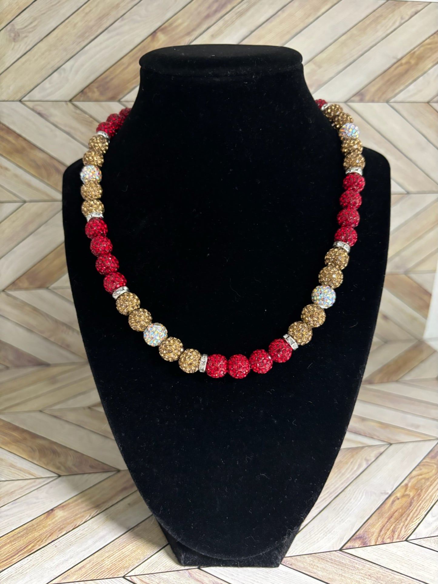 Red, White & Gold Necklace