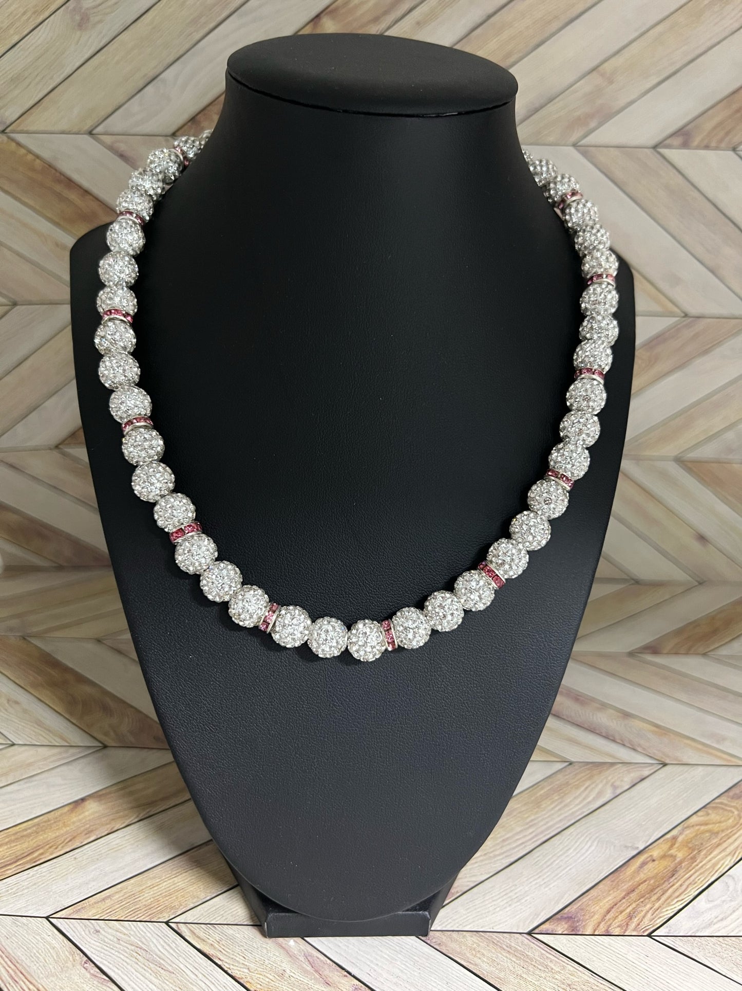 White w/ Pink Spacers Necklace