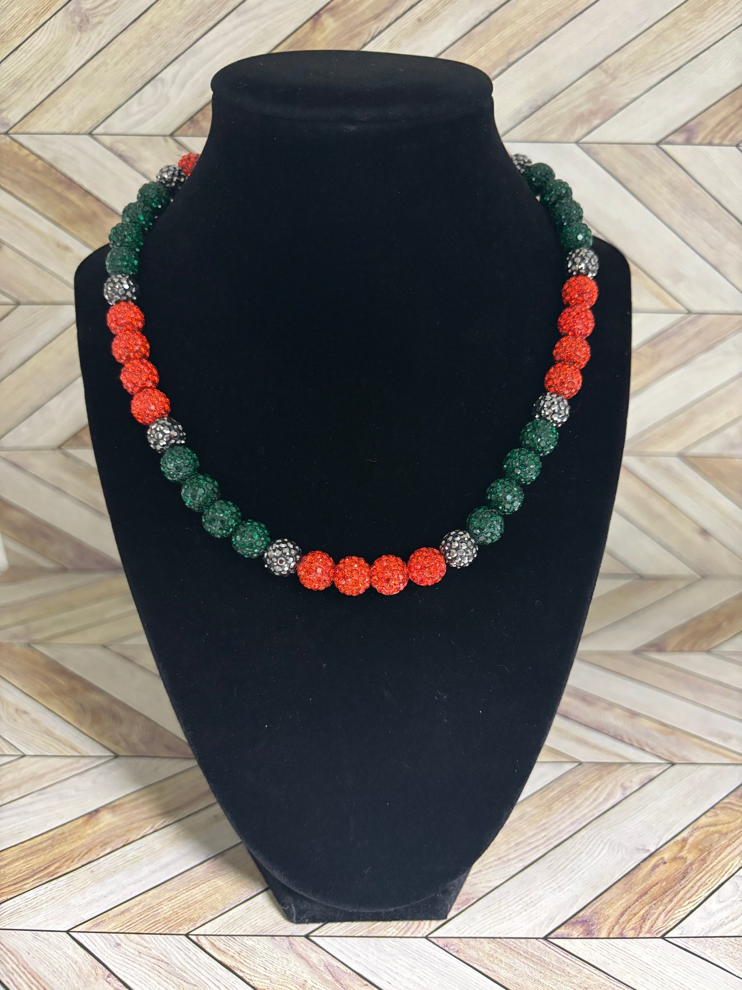 Green, Orange & Grey Necklace