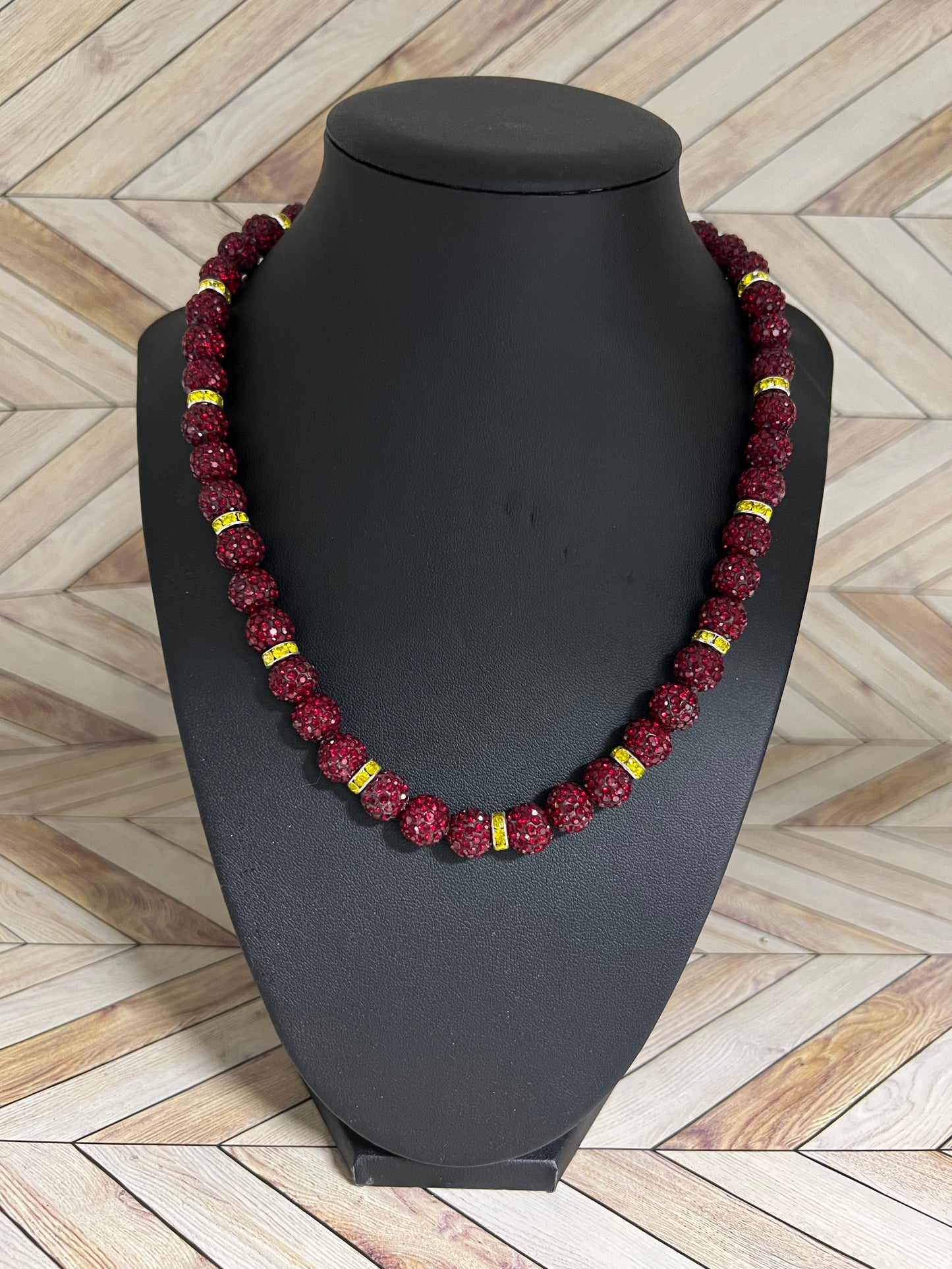 Maroon w/ Yellow Spacers Necklace