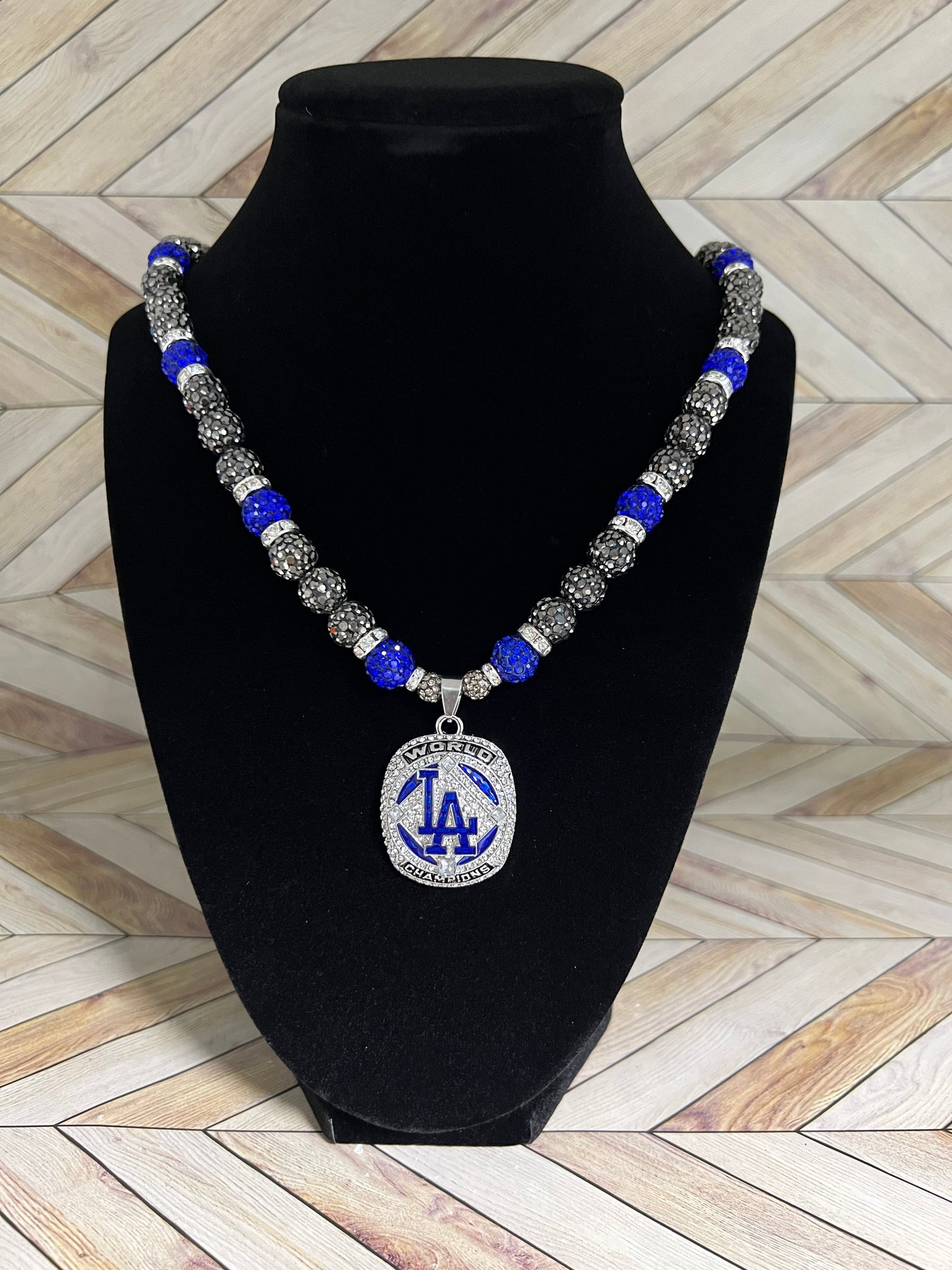 Grey & Royal Blue Championship Pendant Necklace