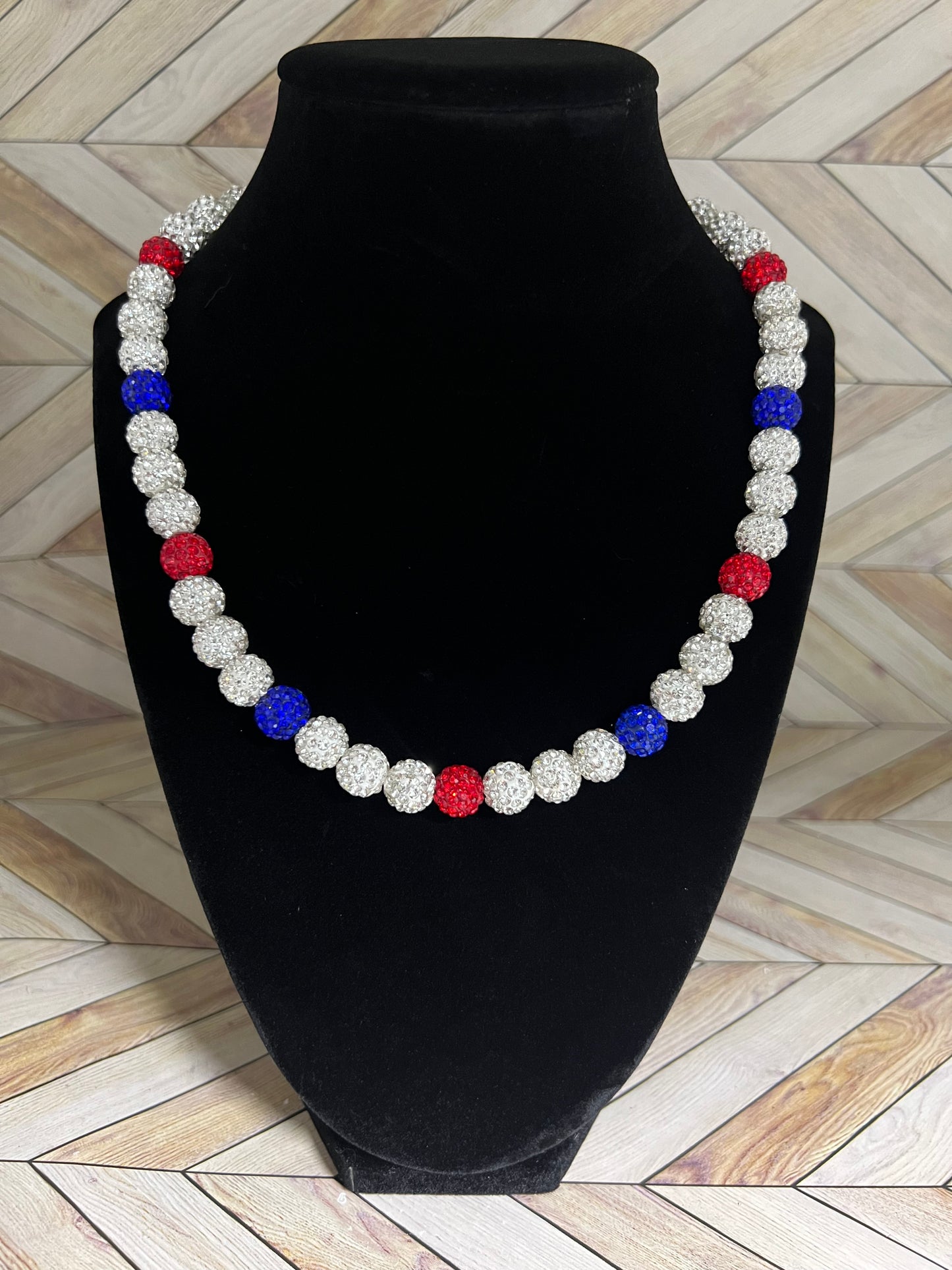 White, Red & Royal Blue Necklace