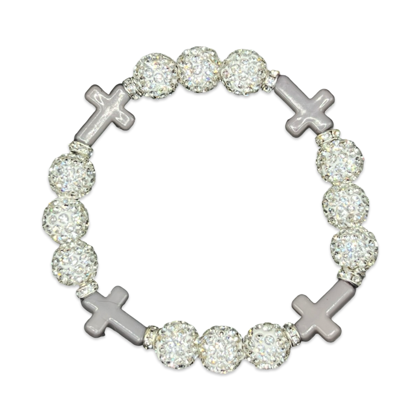 White & Grey Mini Cross Bracelet