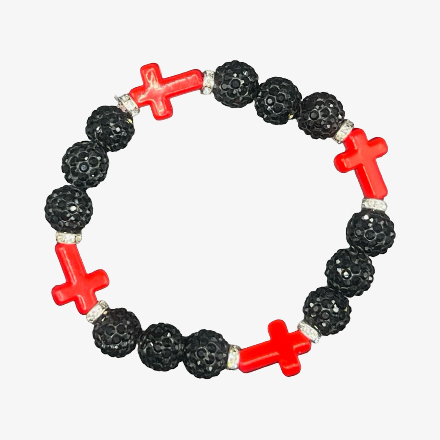 Black & Red Mini Cross Bracelet