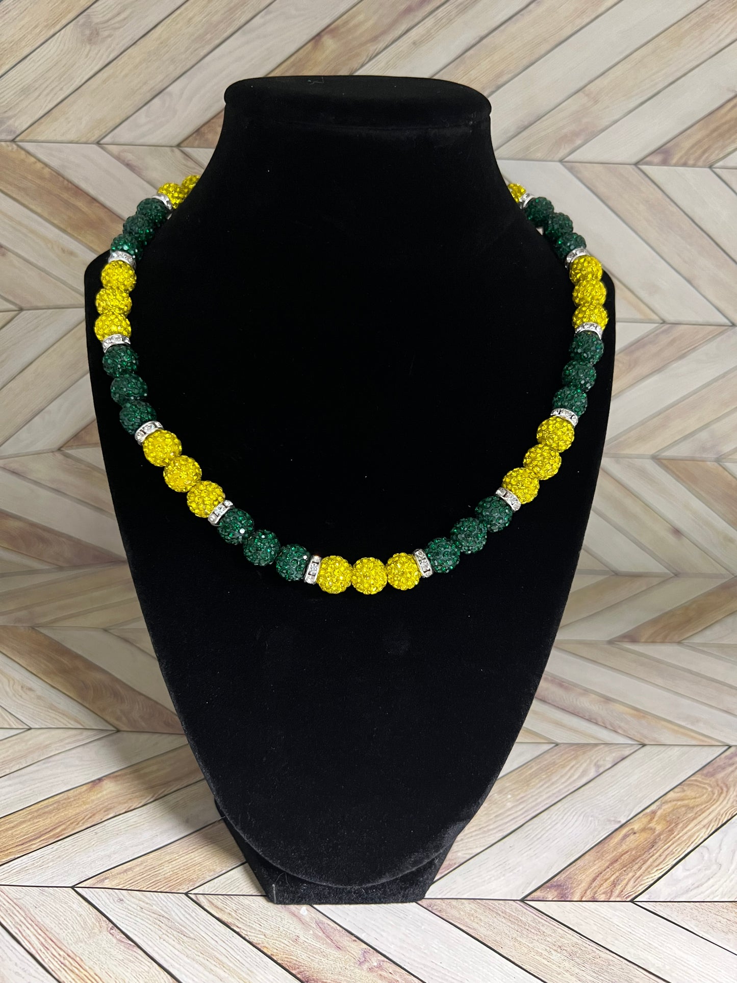 Green, Yellow & White Spacers Necklace