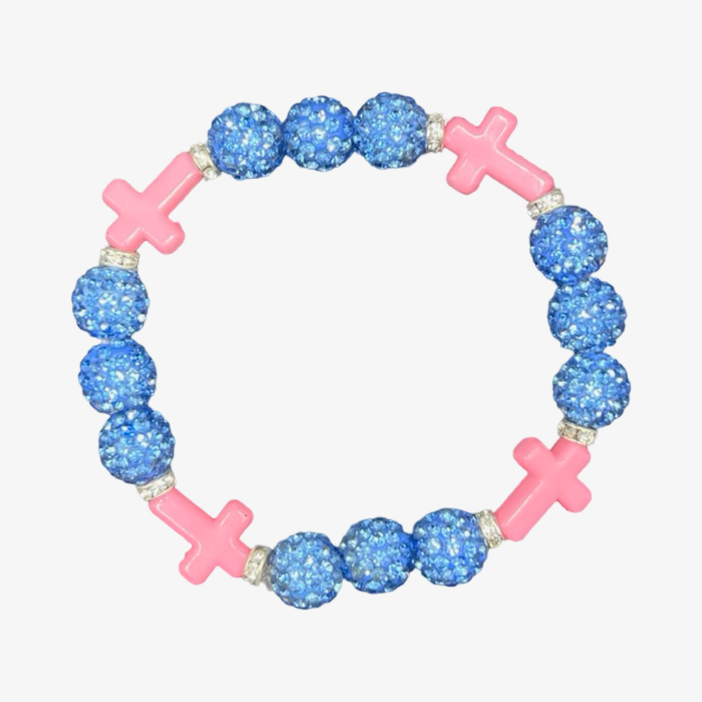 Baby Blue & Pink Mini Cross Bracelet