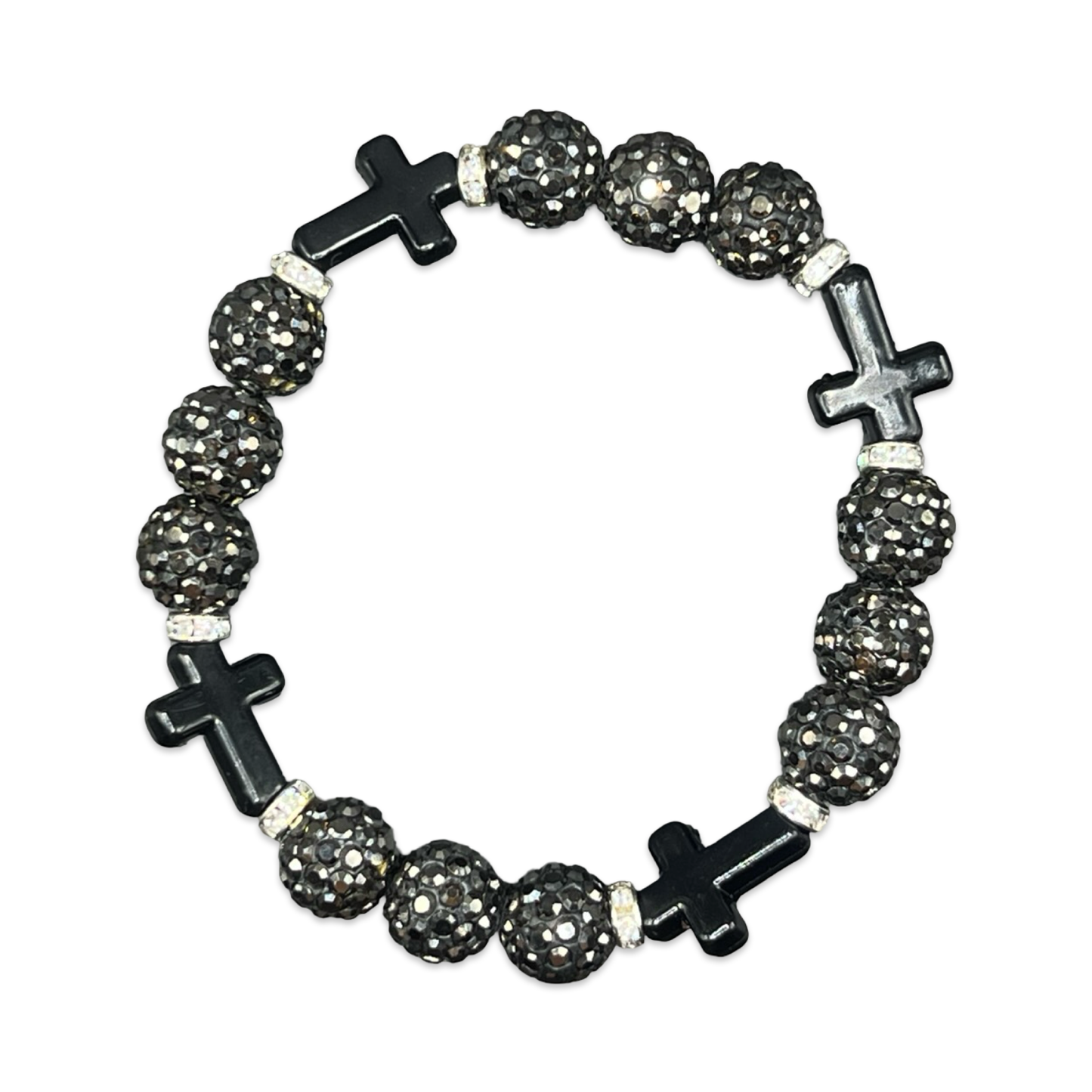 Grey & Black Mini Cross Bracelet