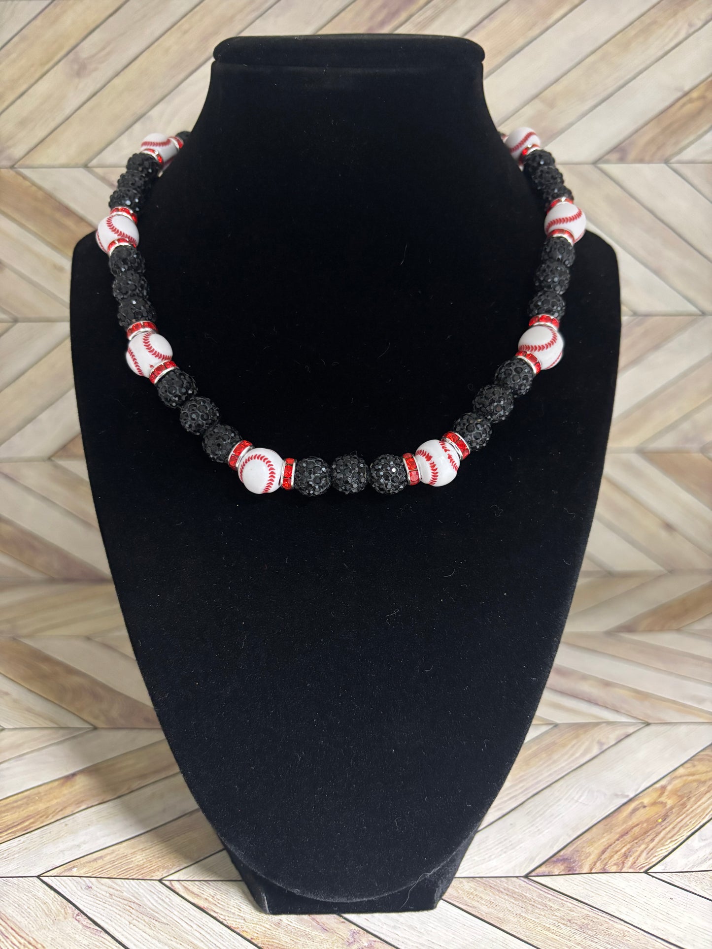 Black Baseball Bead Necklace