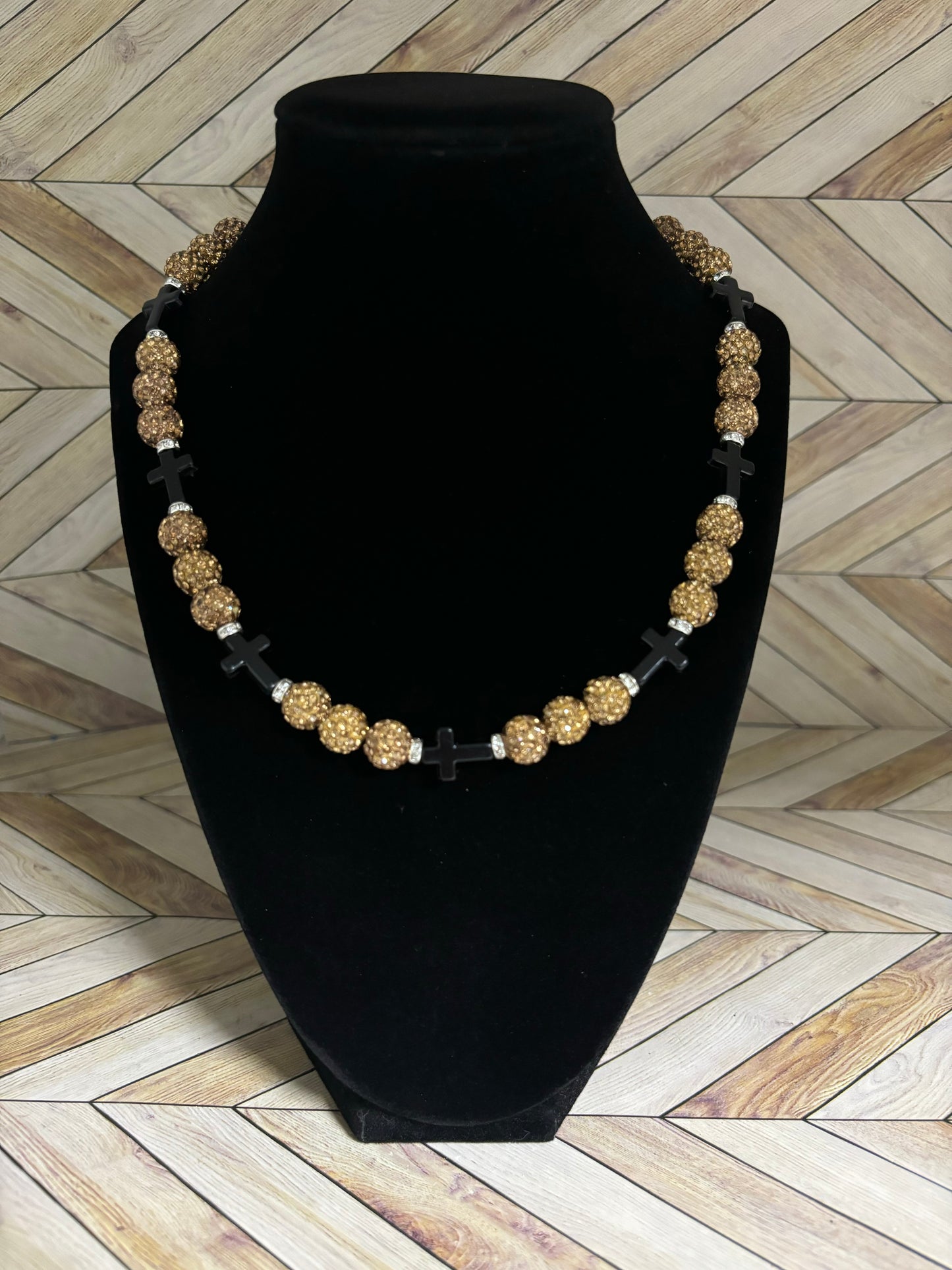 Gold & Black Mini Cross Necklace