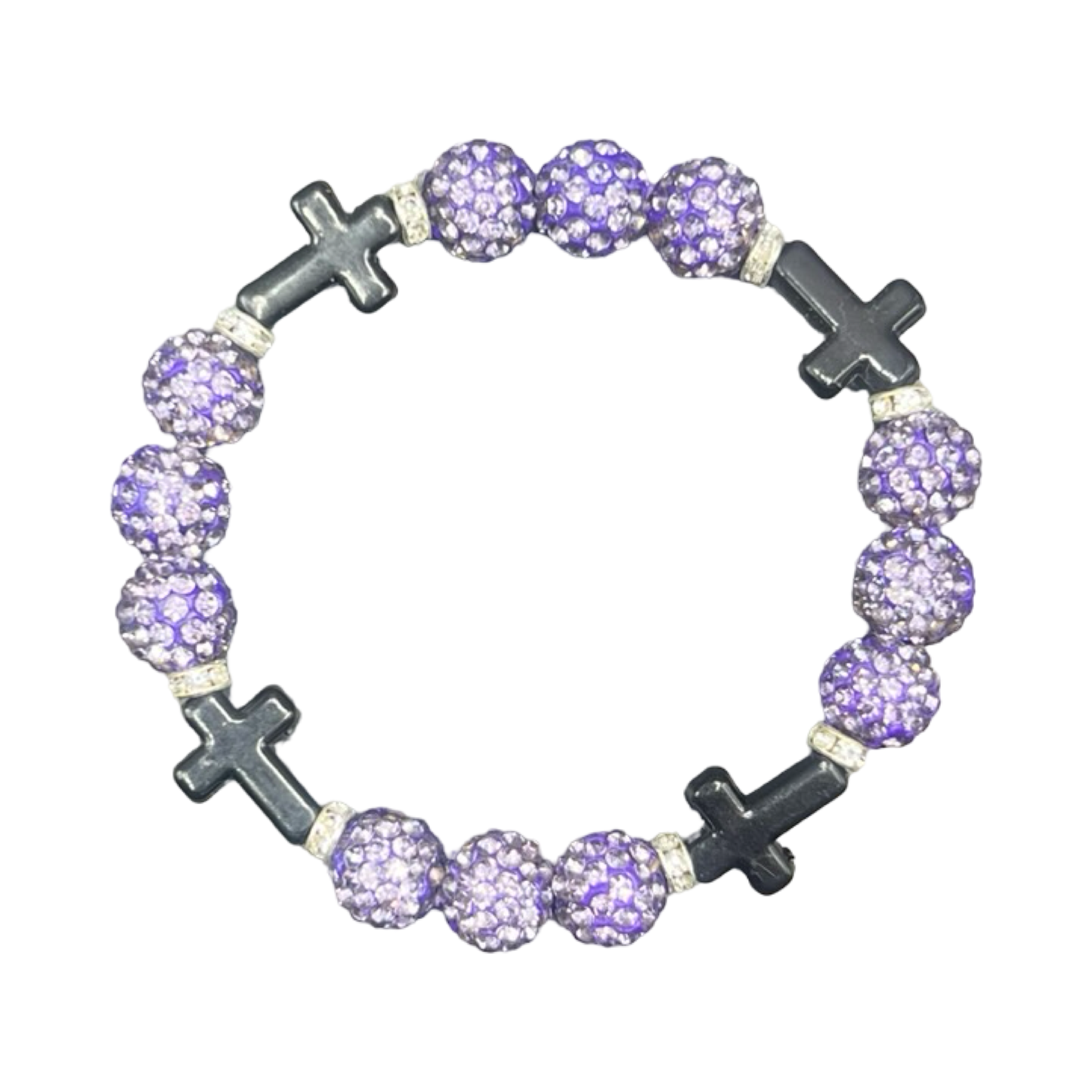 Purple & Black Mini Cross Bracelet